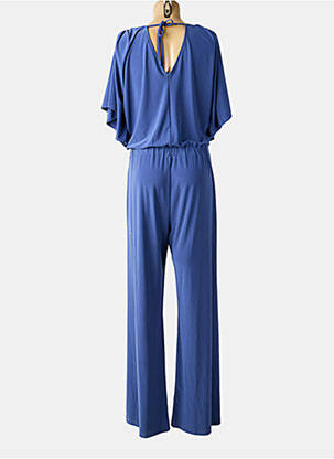 Combi-pantalon coupe fluide manches courtes bleu ANDAMIO femme