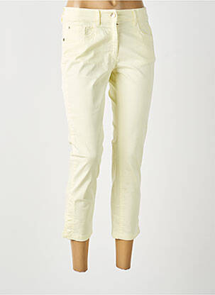 Pantalon 7/8 stretch taille normale jaune ZERRES femme