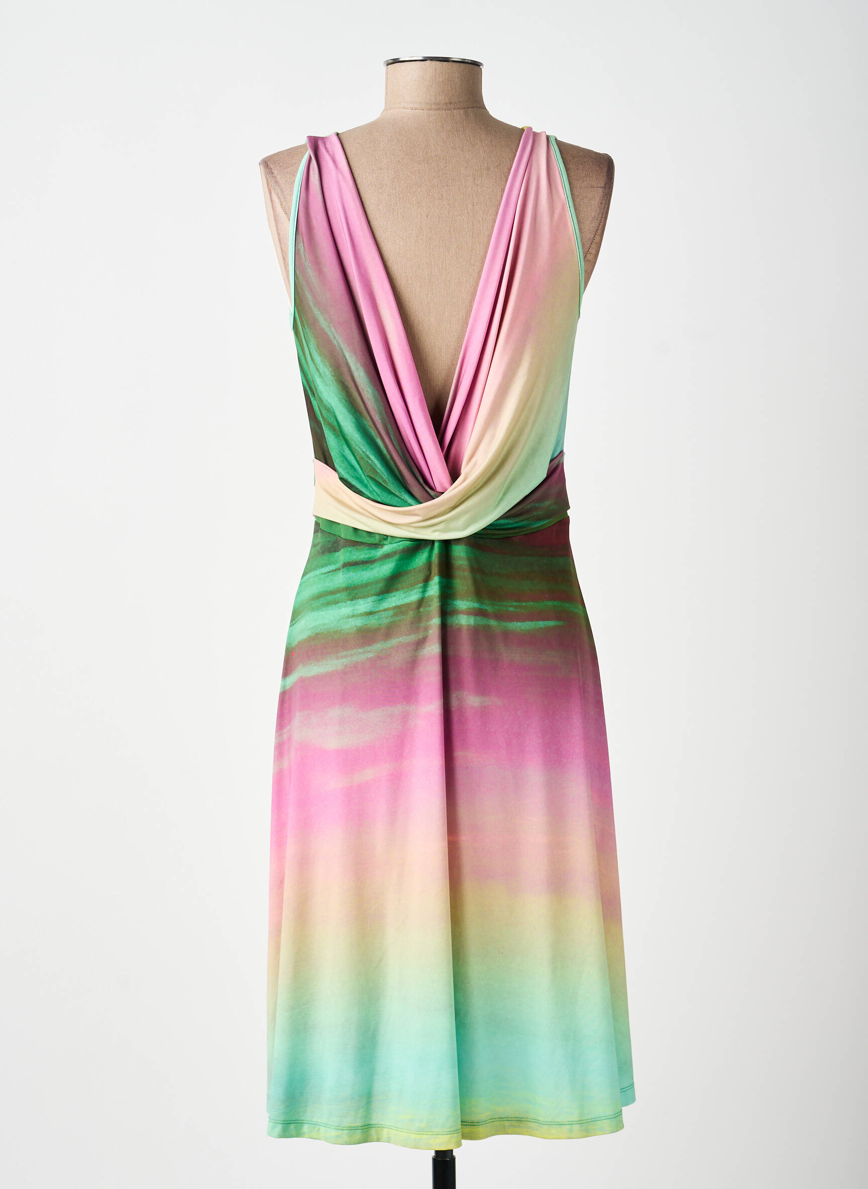 Robe mi-longue sans manche sans manche vert EROKE femme