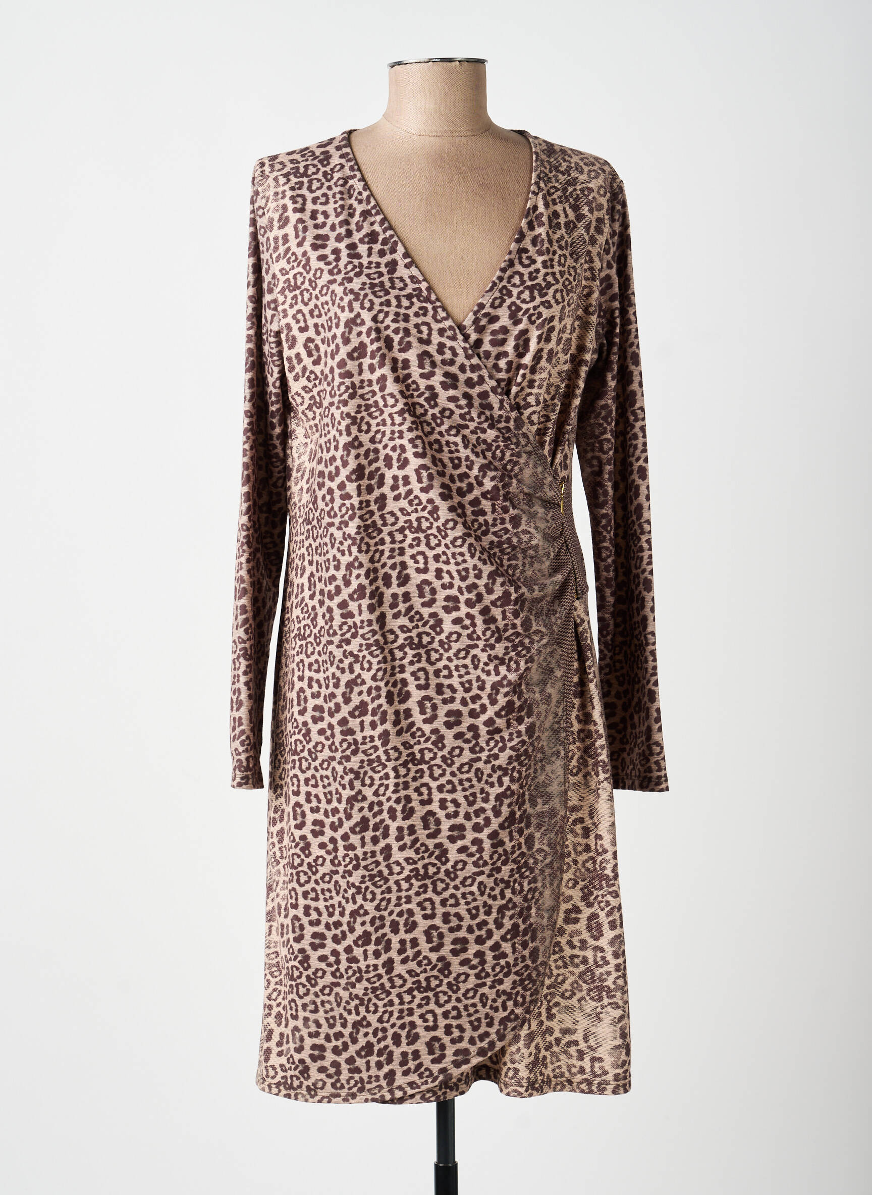 Robe mi-longue manches longues manches longues marron ESCORPION femme