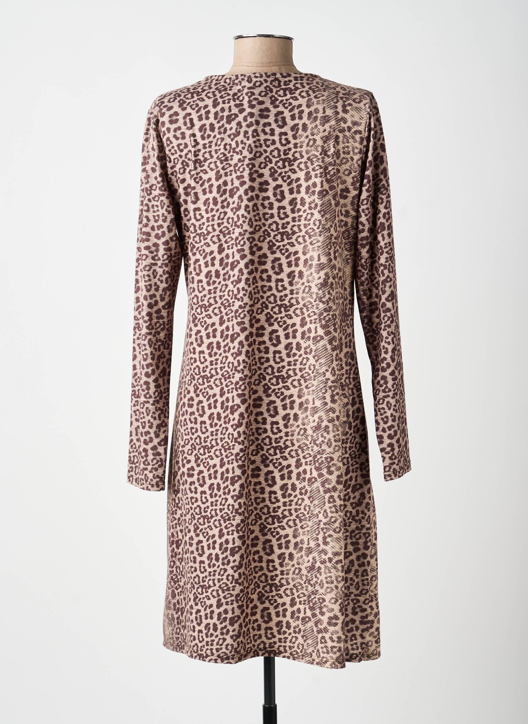 Robe mi-longue manches longues manches longues marron ESCORPION femme