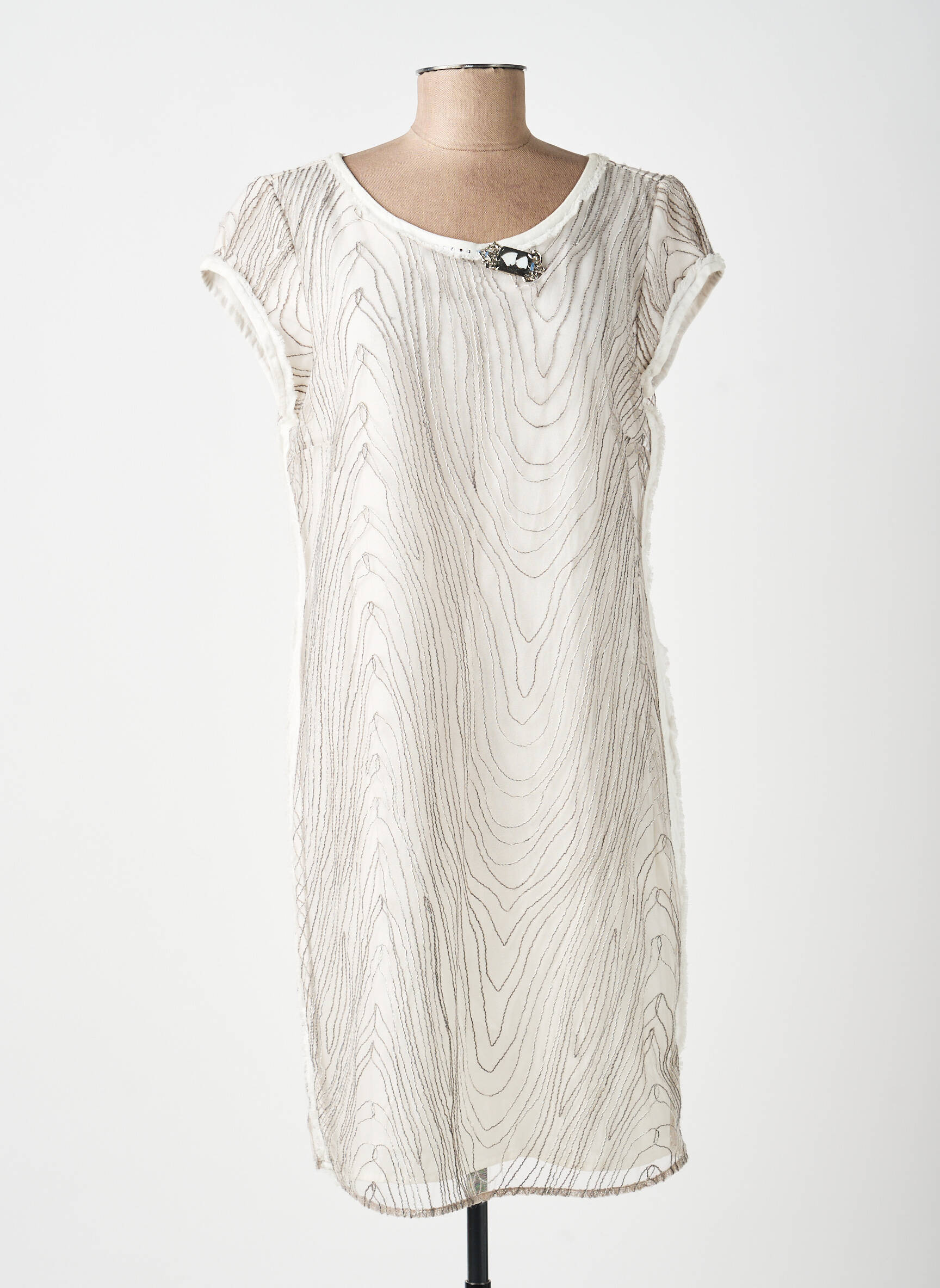 Robe mi-longue manches courtes manches courtes gris DANIELA DALLAVALLE femme