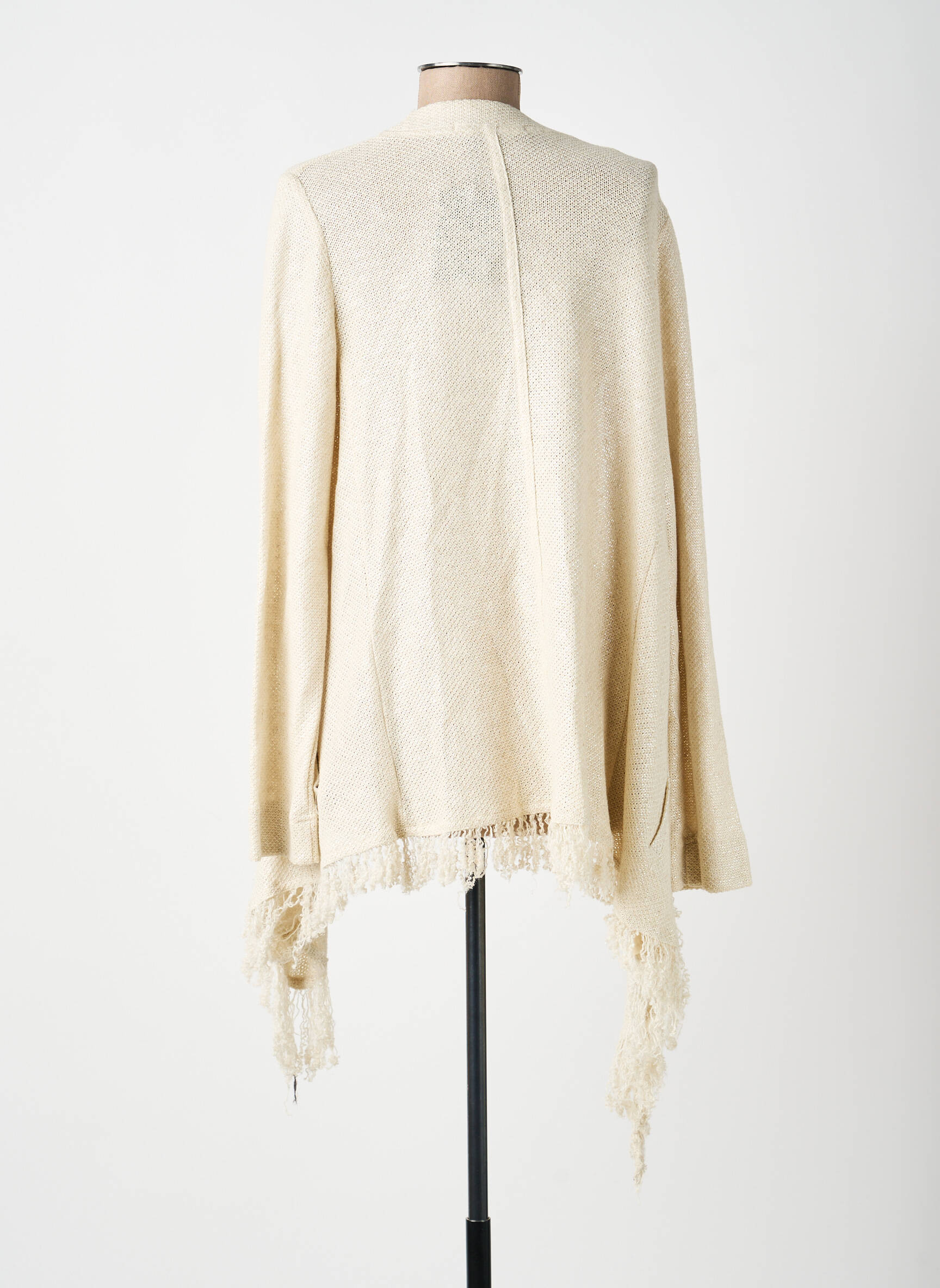 Gilet manches longues col v beige LAUREN VIDAL femme