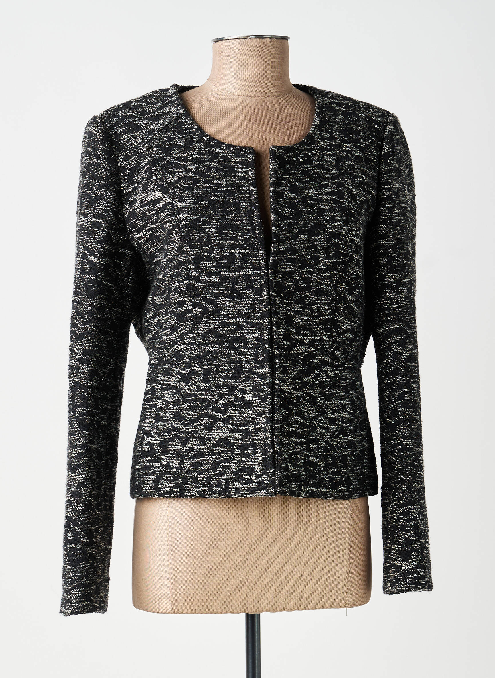 Veste chic col rond noir SMASHED LEMON femme