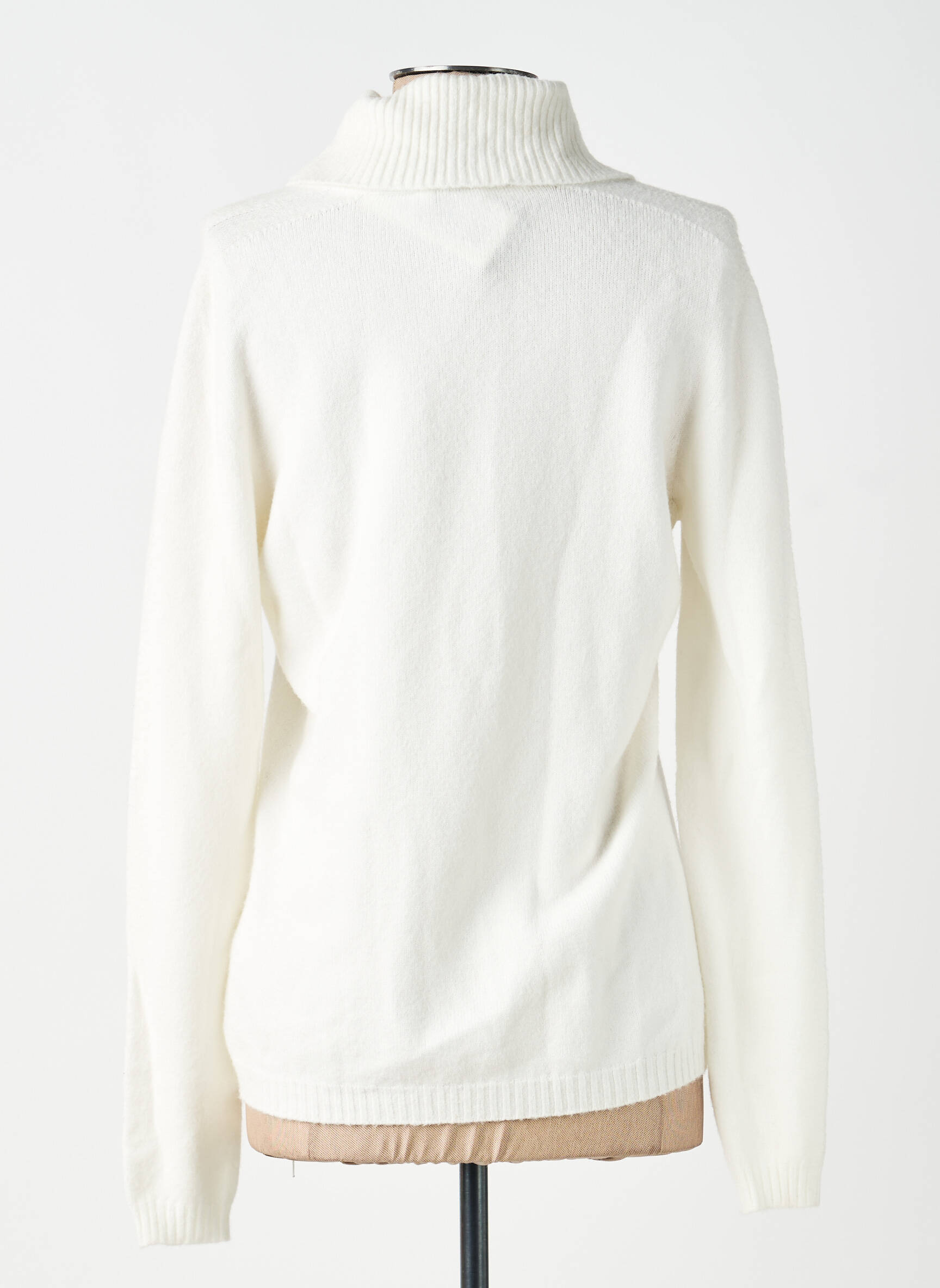 Pull col roulé stretch manches longues blanc ANNA & GABRI femme