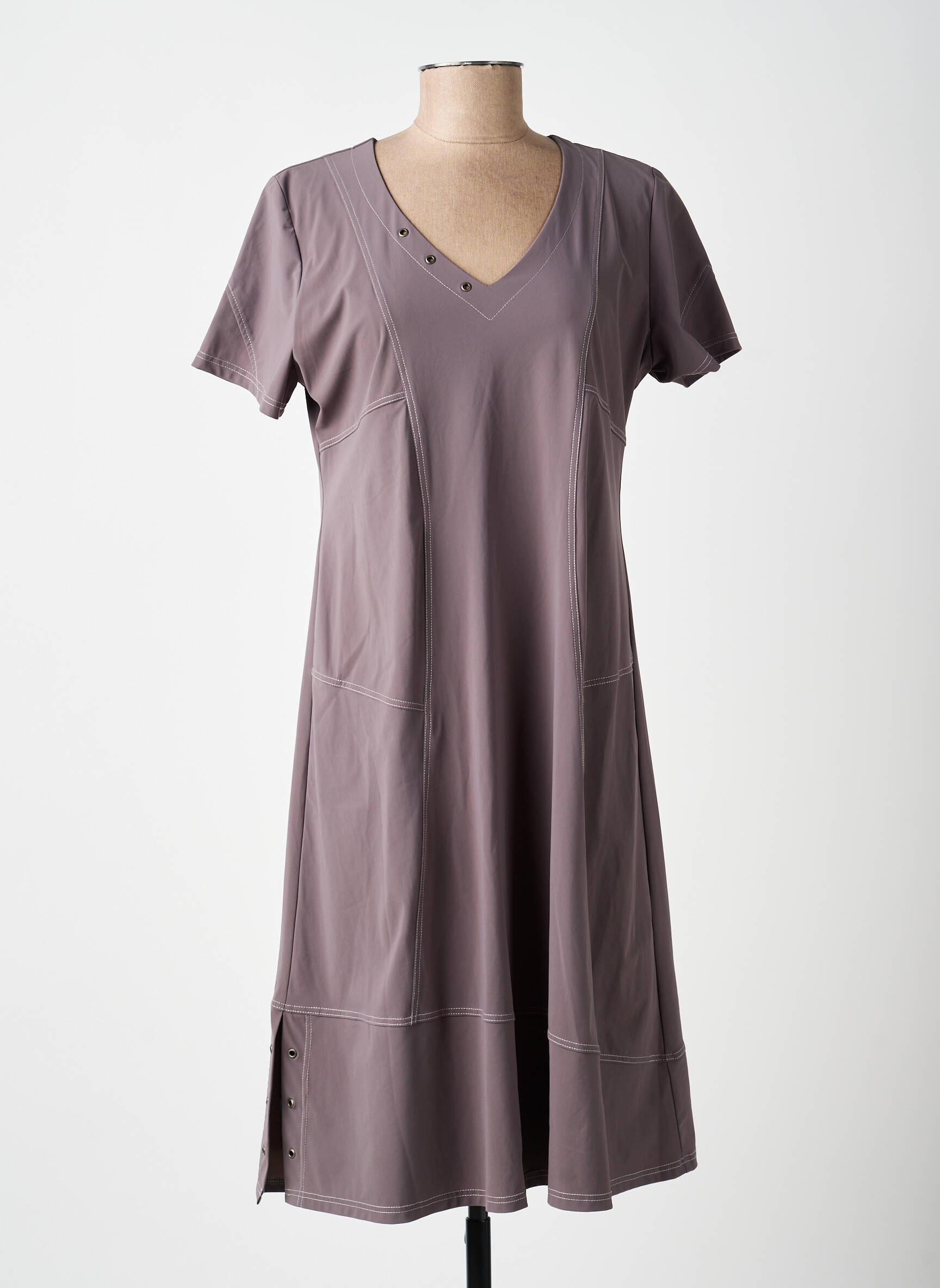 Robe mi-longue manches courtes manches courtes gris JEAN DELFIN femme