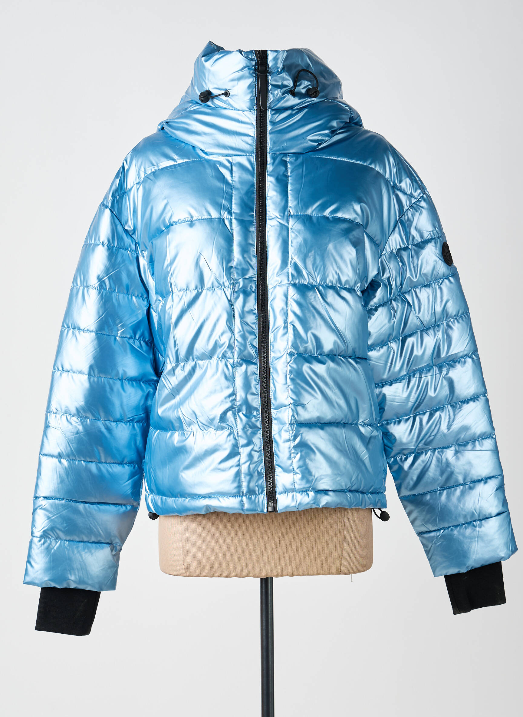 Doudoune manches longues a capuche bleu BILIN femme