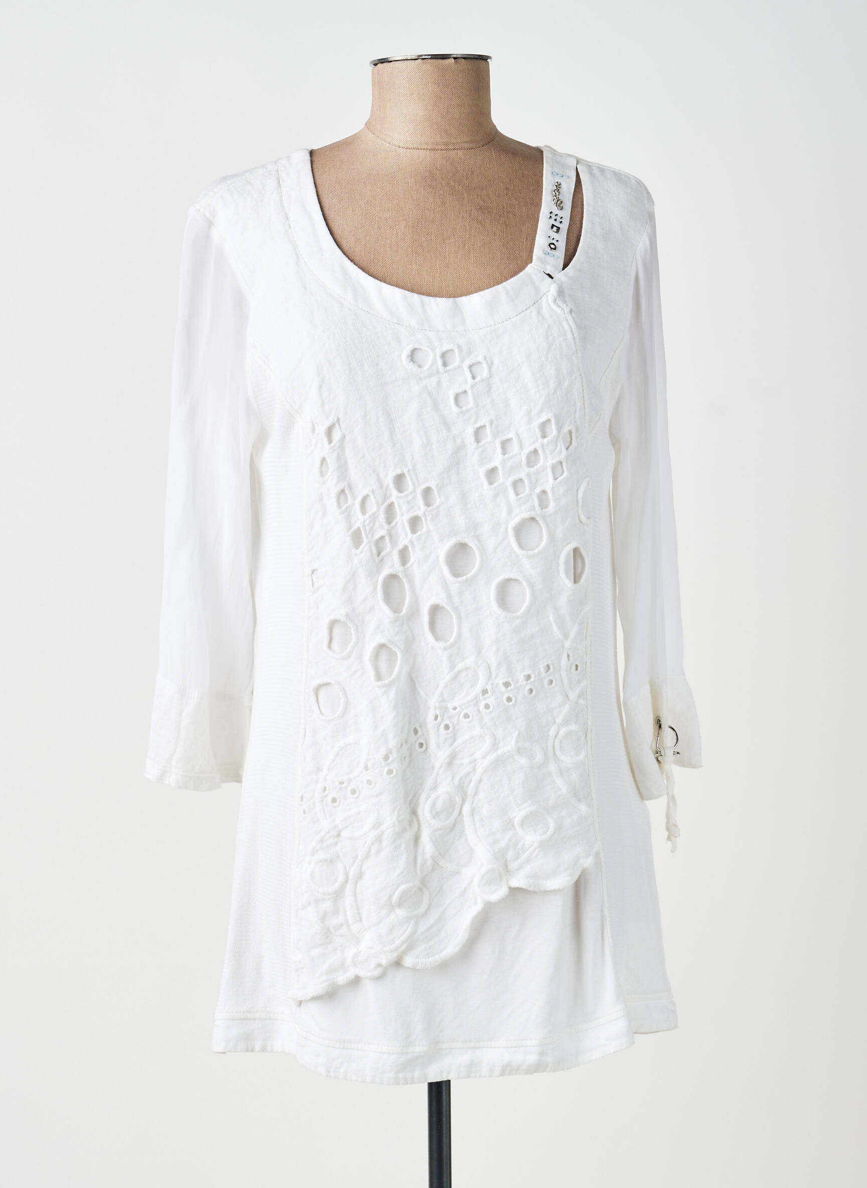 Tunique manches longues légère et transparente blanc ELISA CAVALETTI femme