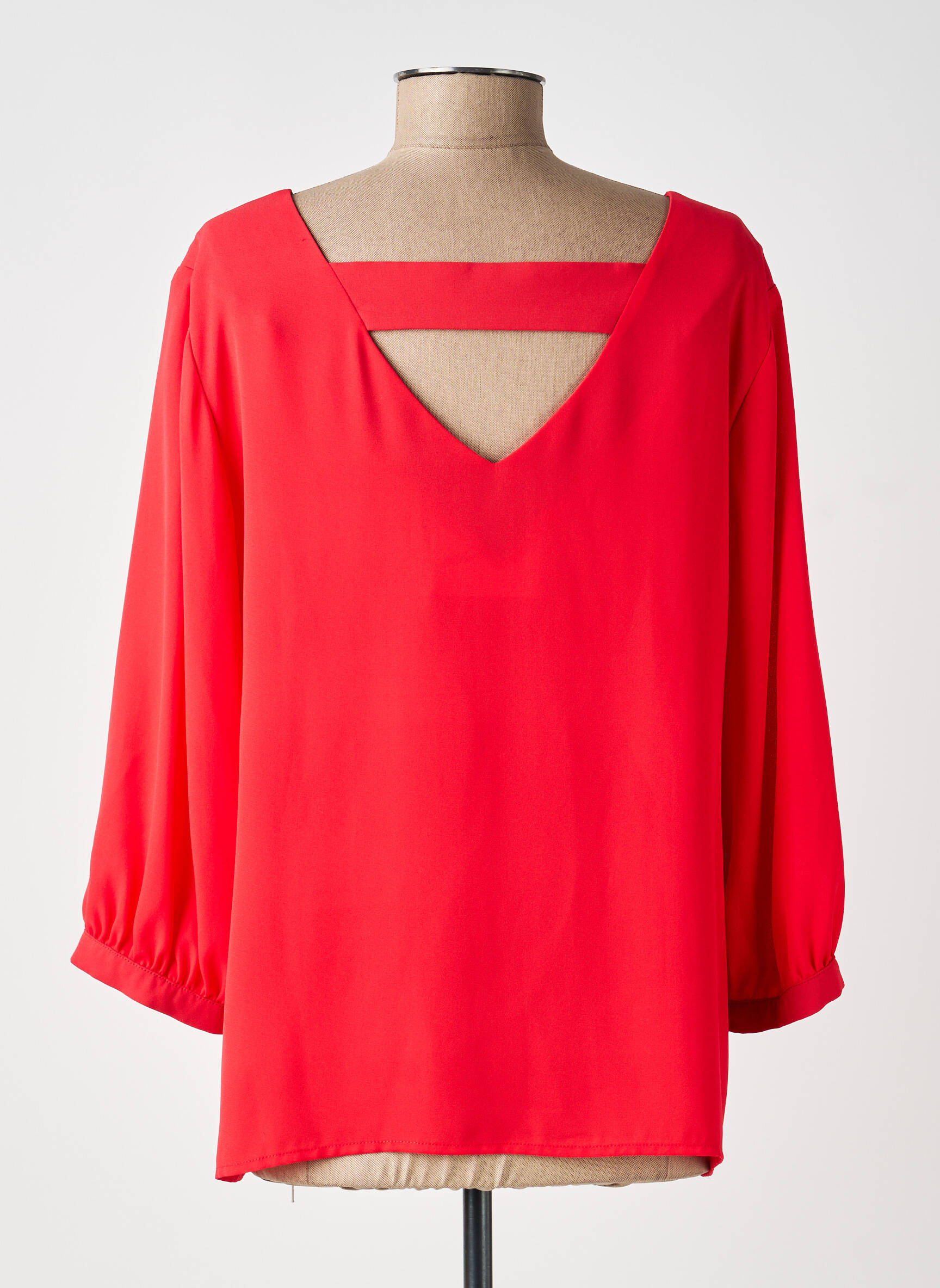 Blouse col rond manches 3/4 rouge ANDAMIO femme