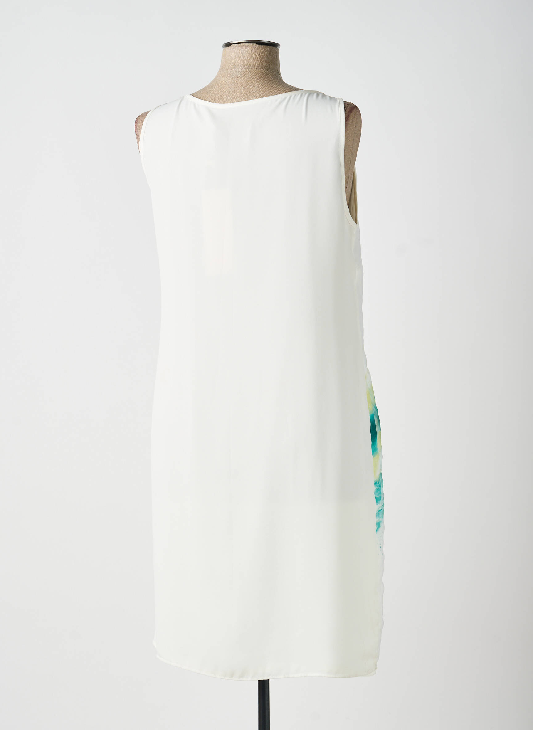 Robe mi-longue coupe fluide sans manche beige ANDAMIO femme