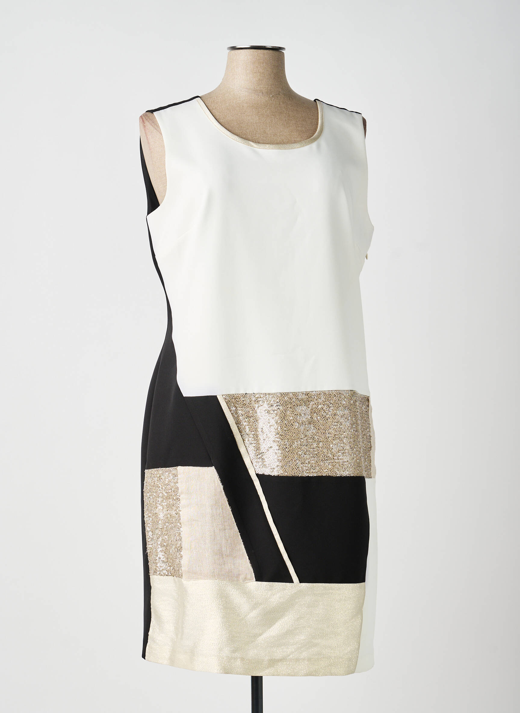 Robe mi-longue sans manche sans manche beige ANDAMIO femme