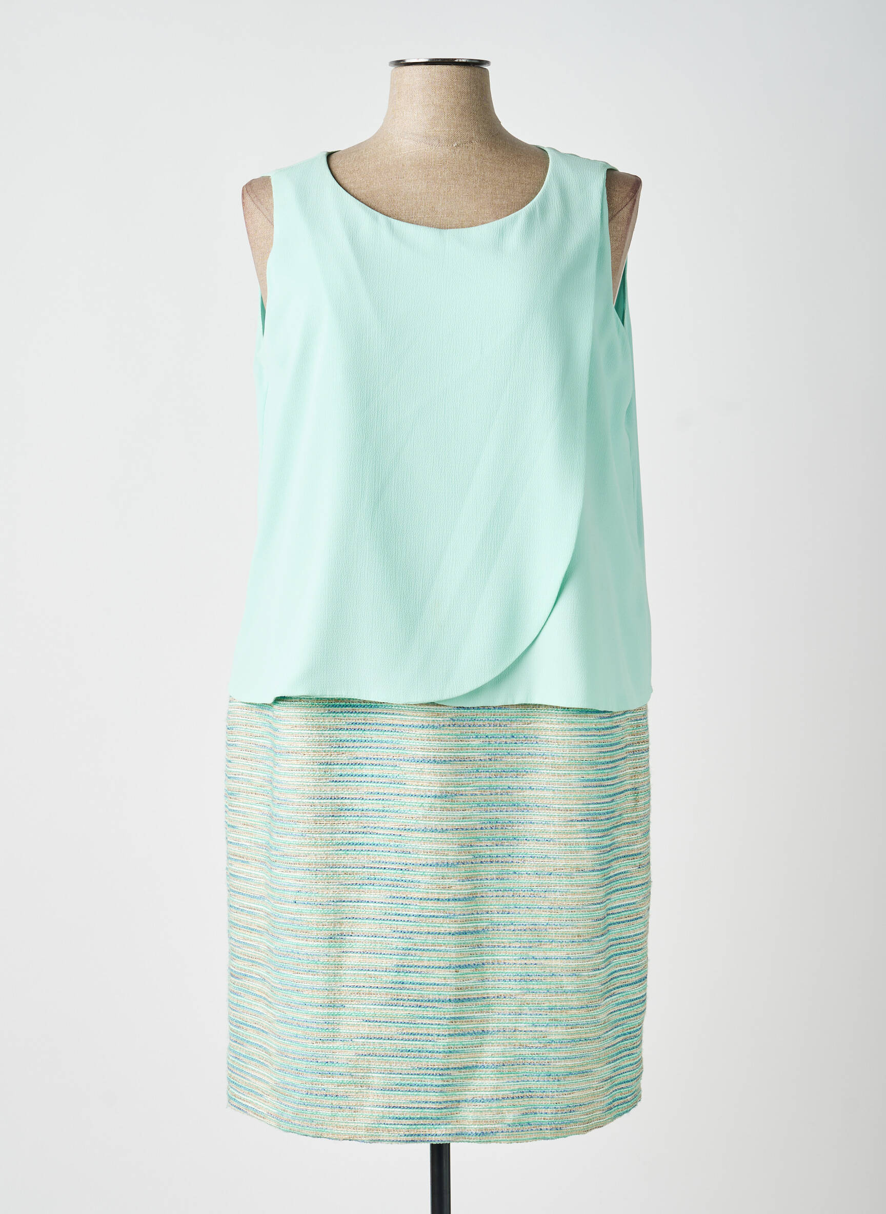 Robe mi-longue sans manche sans manche vert ANDAMIO femme