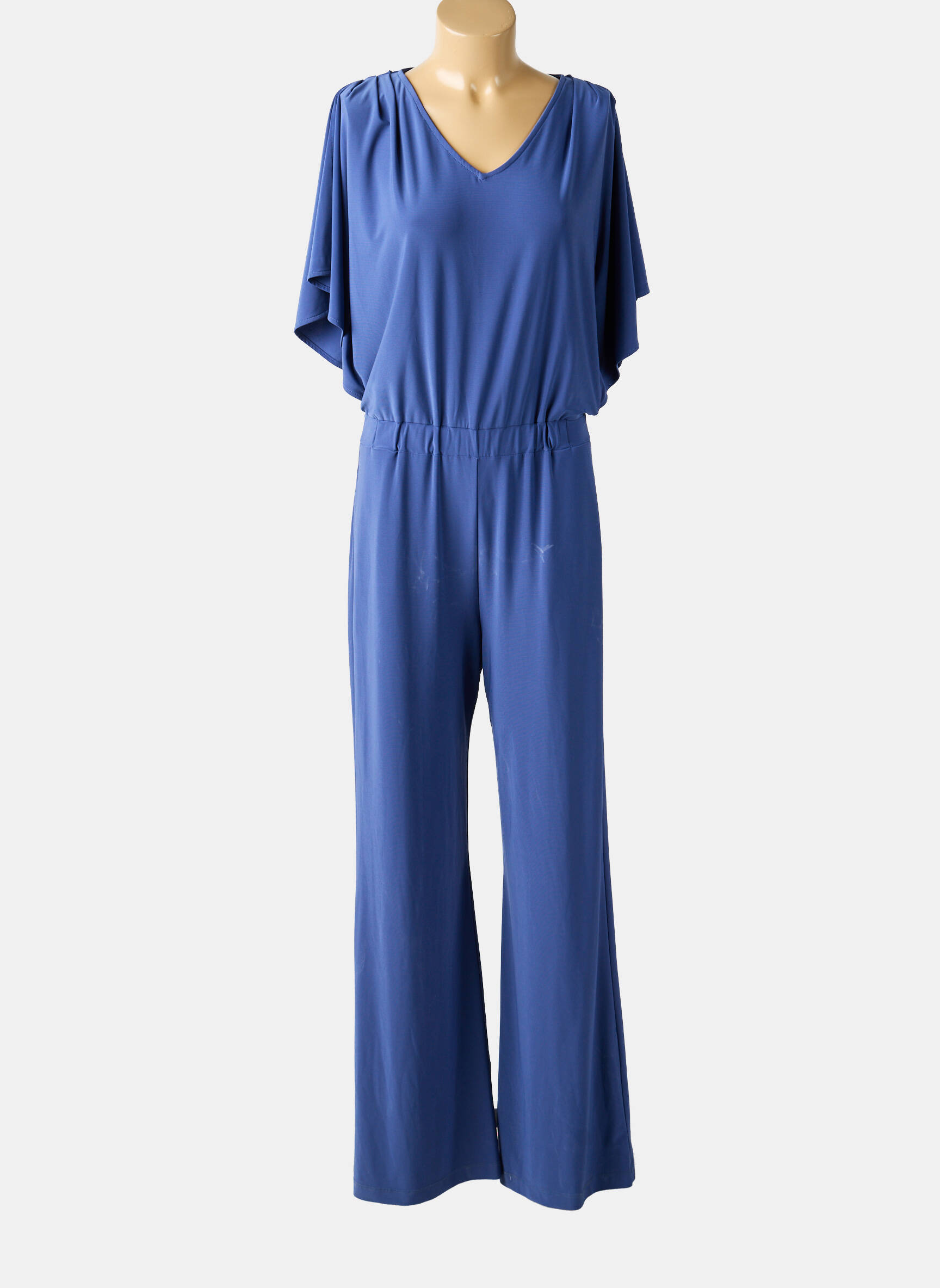 Combi-pantalon coupe fluide manches courtes bleu ANDAMIO femme