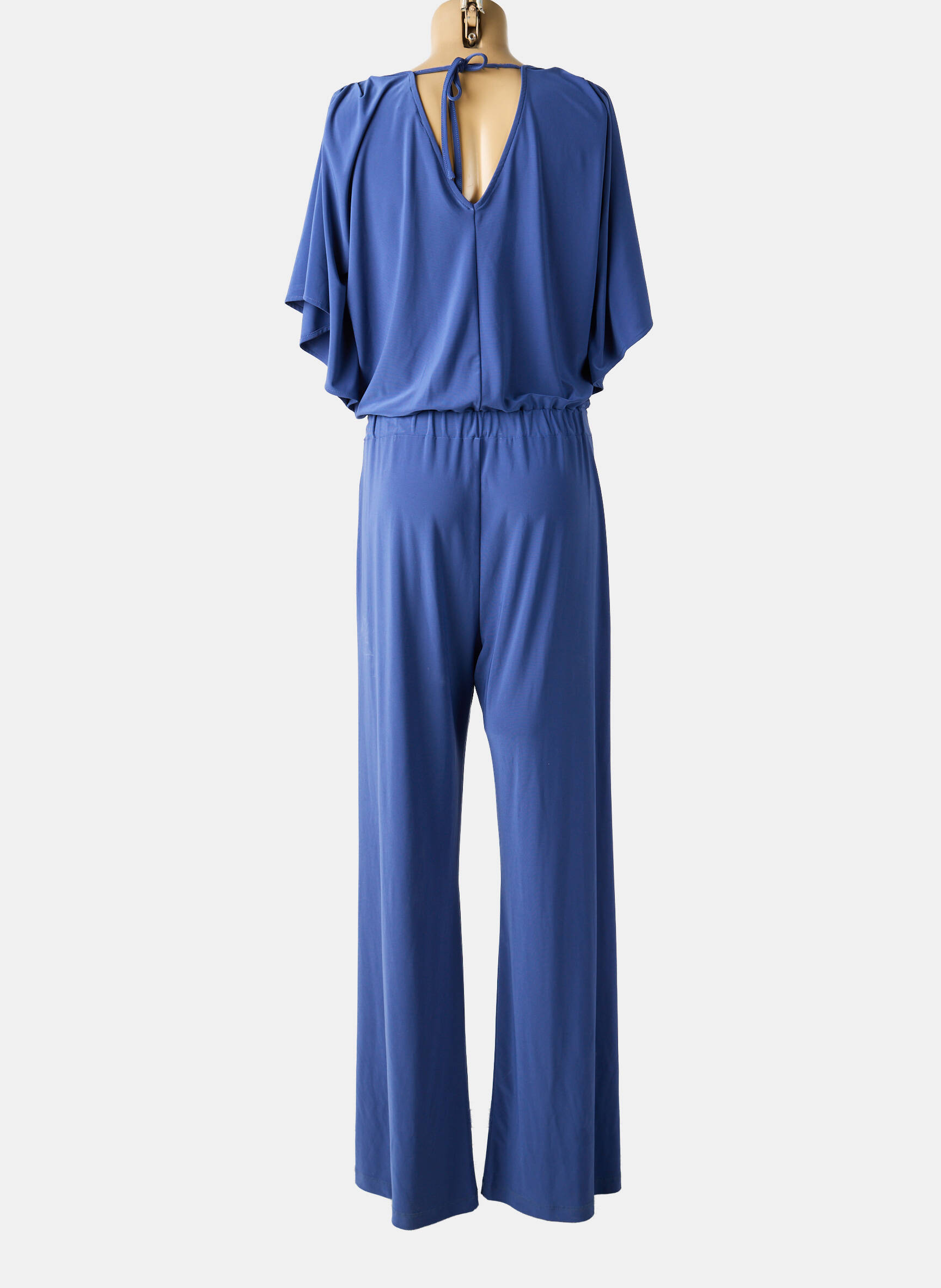 Combi-pantalon coupe fluide manches courtes bleu ANDAMIO femme
