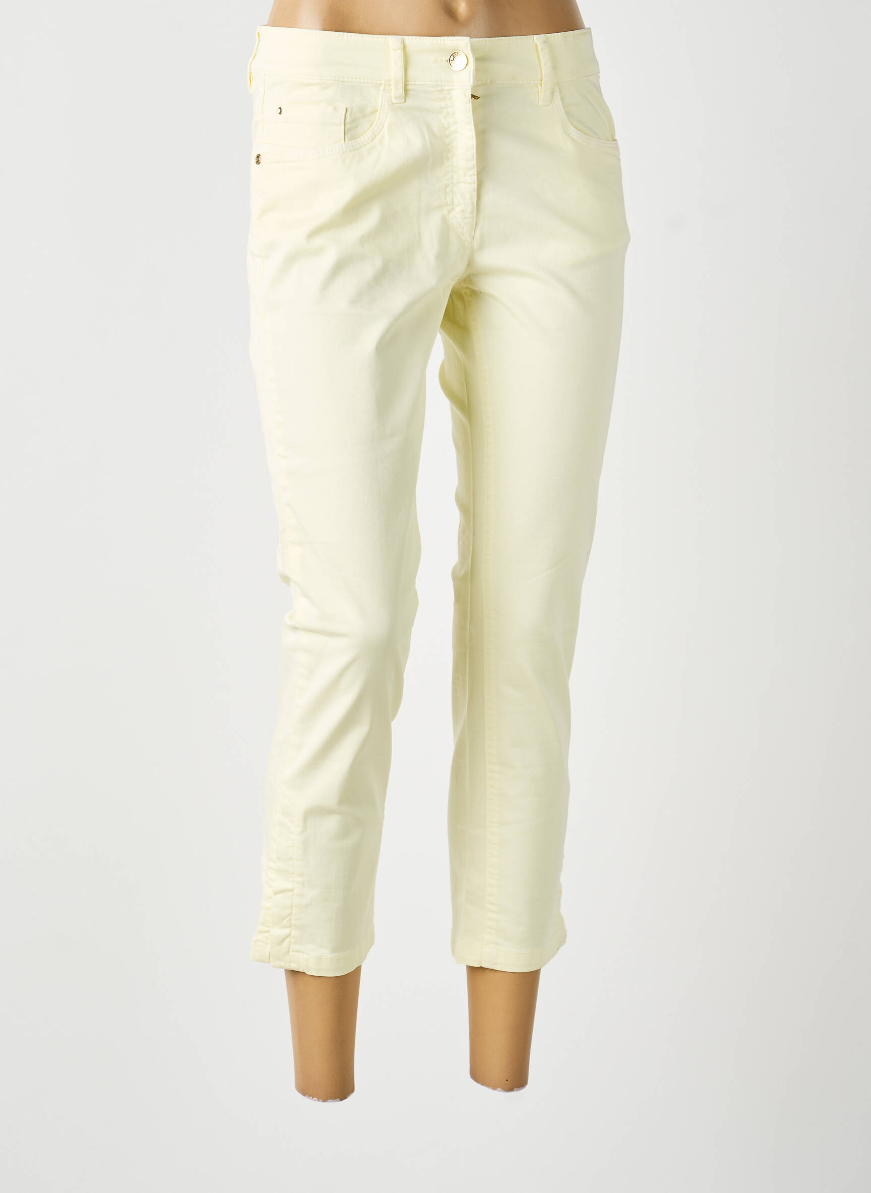 Pantalon 7/8 stretch taille normale jaune ZERRES femme
