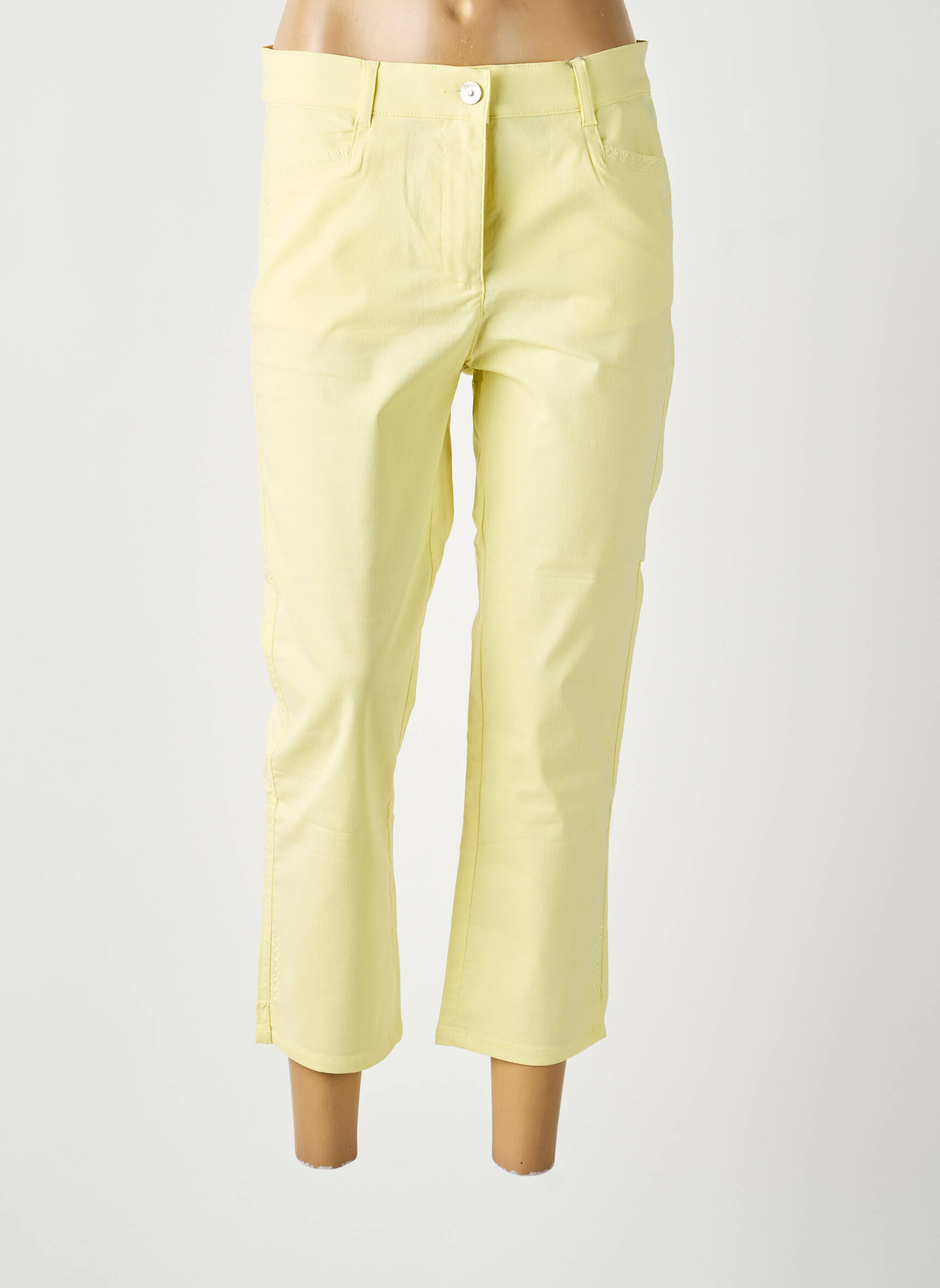 Pantalon 7/8 tissage popeline taille normale jaune DIANE LAURY femme