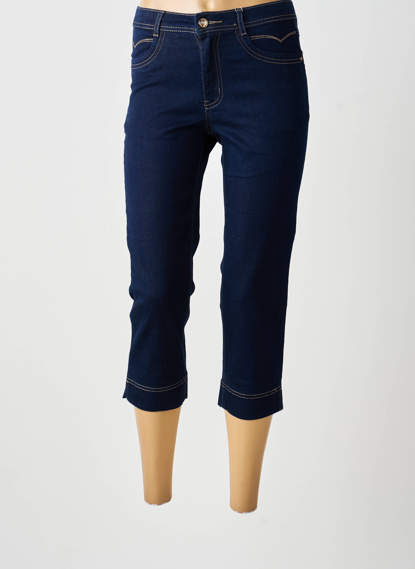 Pantacourt taille haute taille haute bleu YOULINE femme