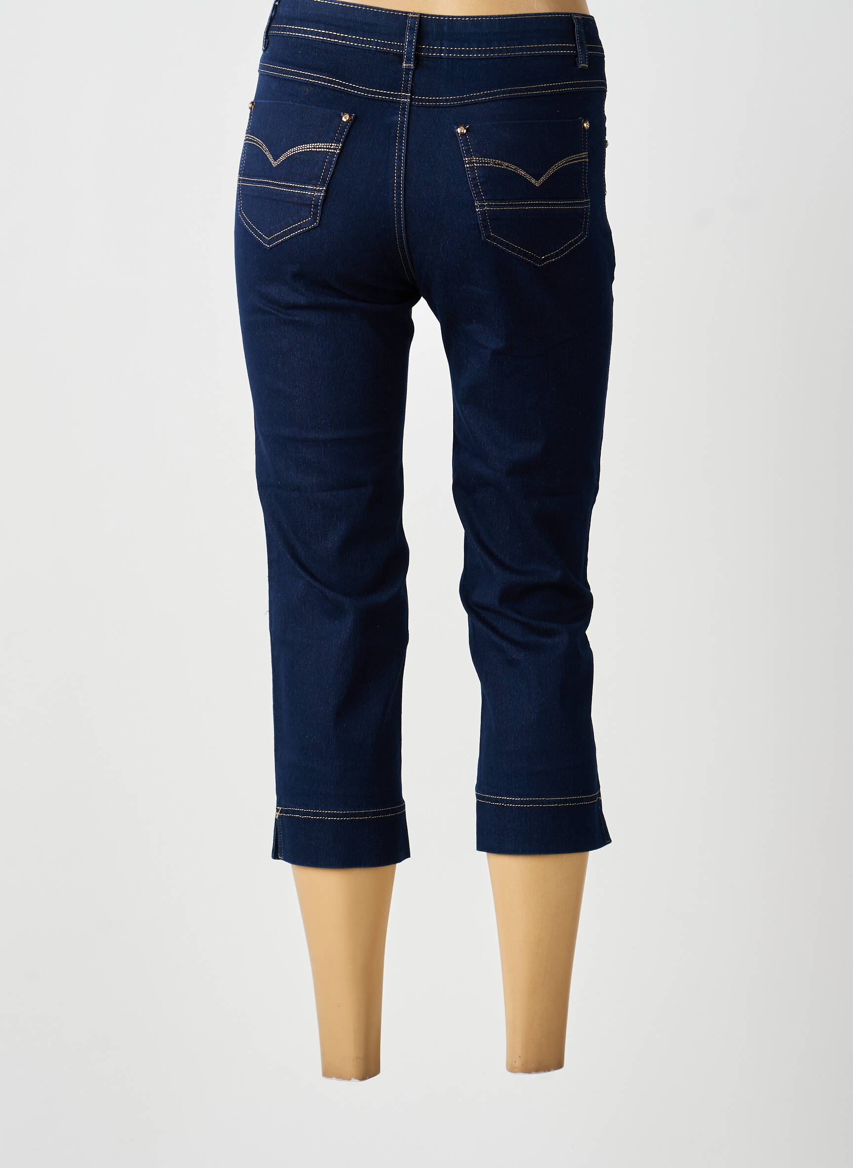 Pantacourt taille haute taille haute bleu YOULINE femme