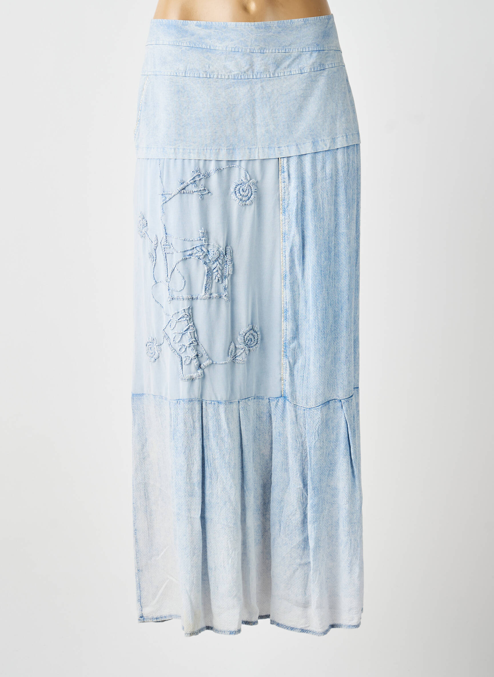 Jupe longue fermeture zippée au dos bleu ELISA CAVALETTI femme