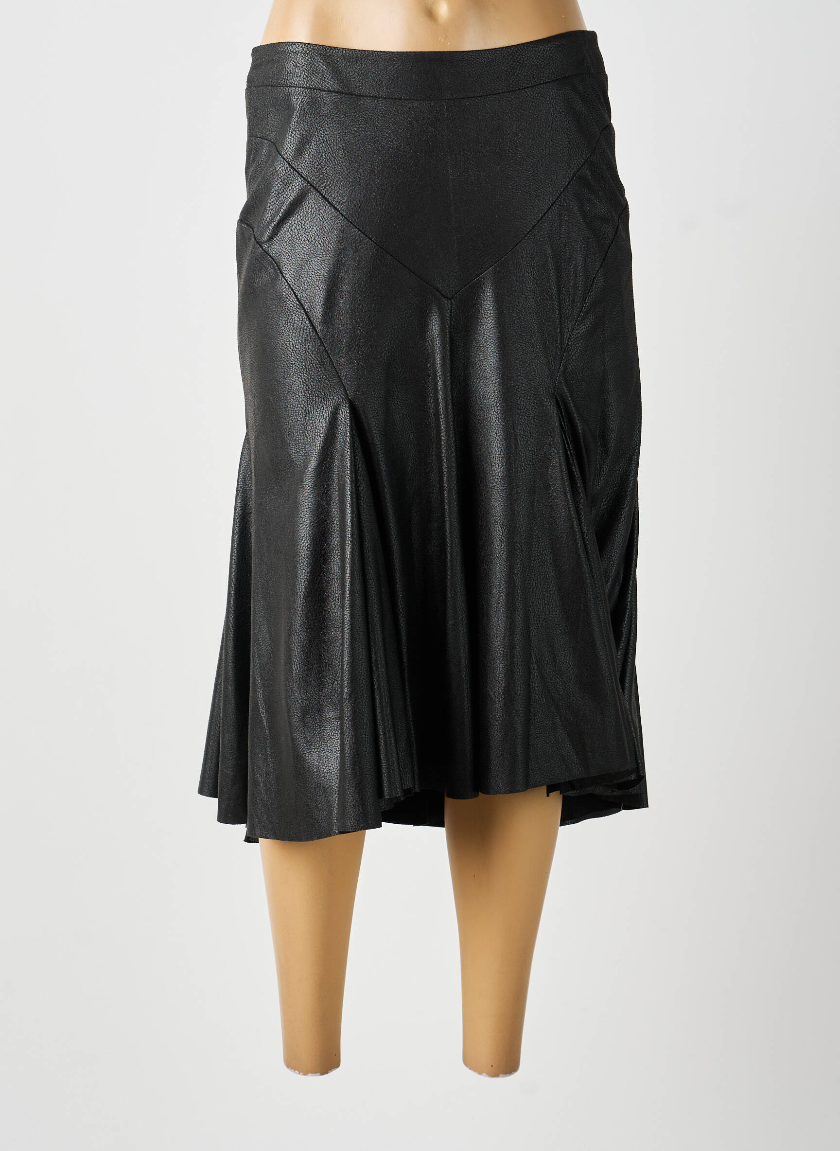 Jupe mi-longue taille à pinces marron LAUREN VIDAL femme