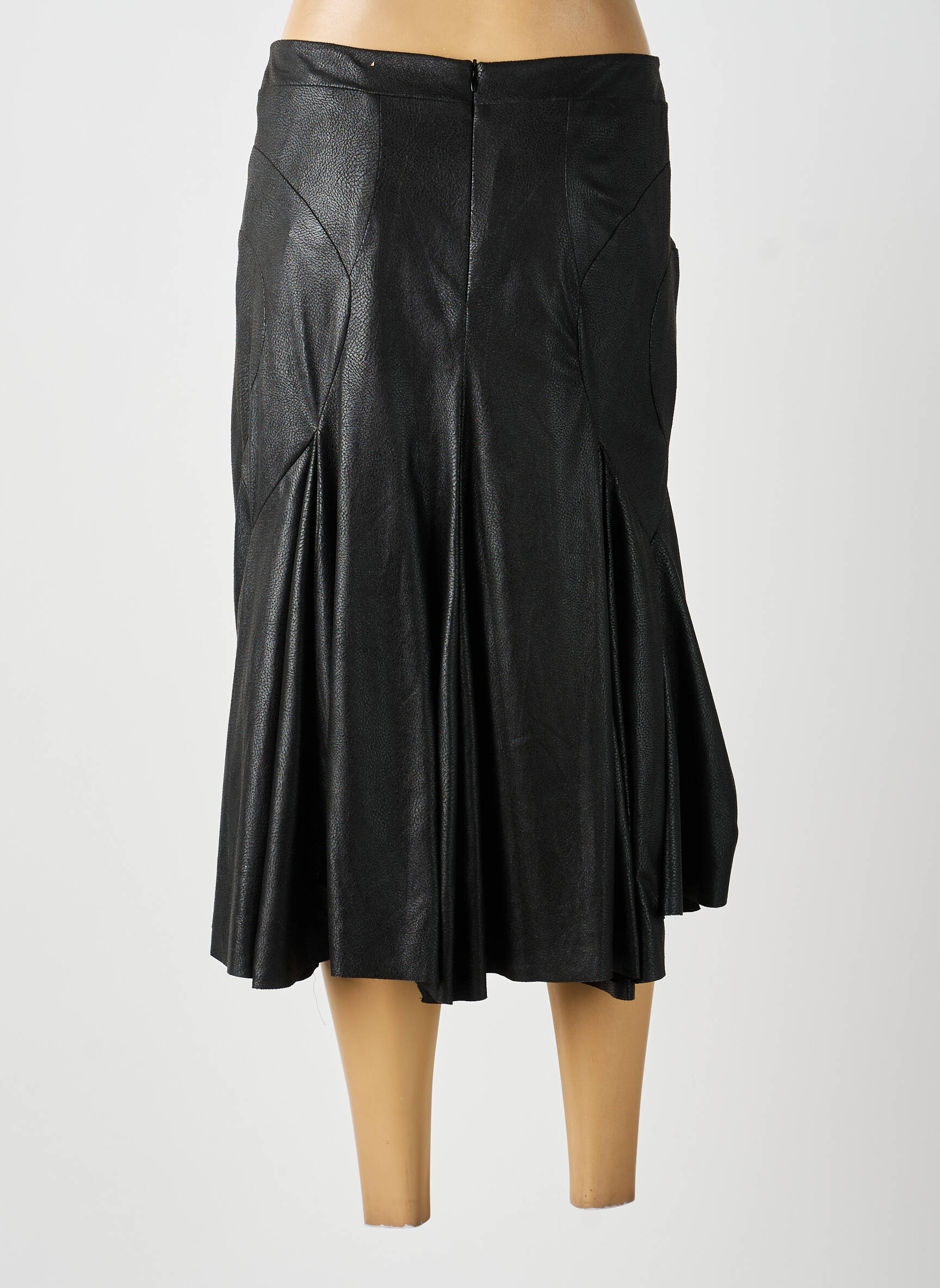 Jupe mi-longue taille à pinces marron LAUREN VIDAL femme