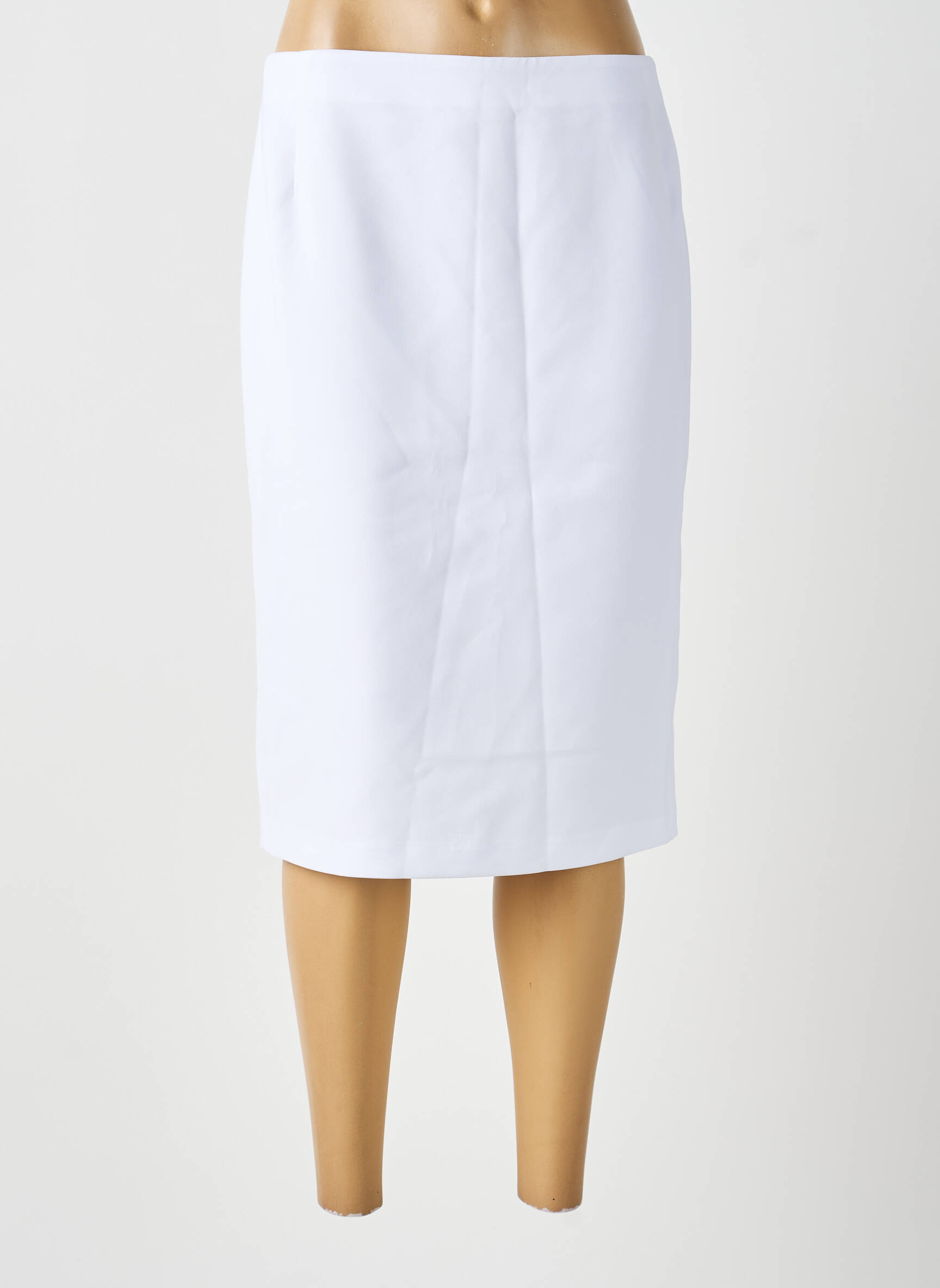 Jupe mi-longue taille à pinces blanc MODISSIMO femme