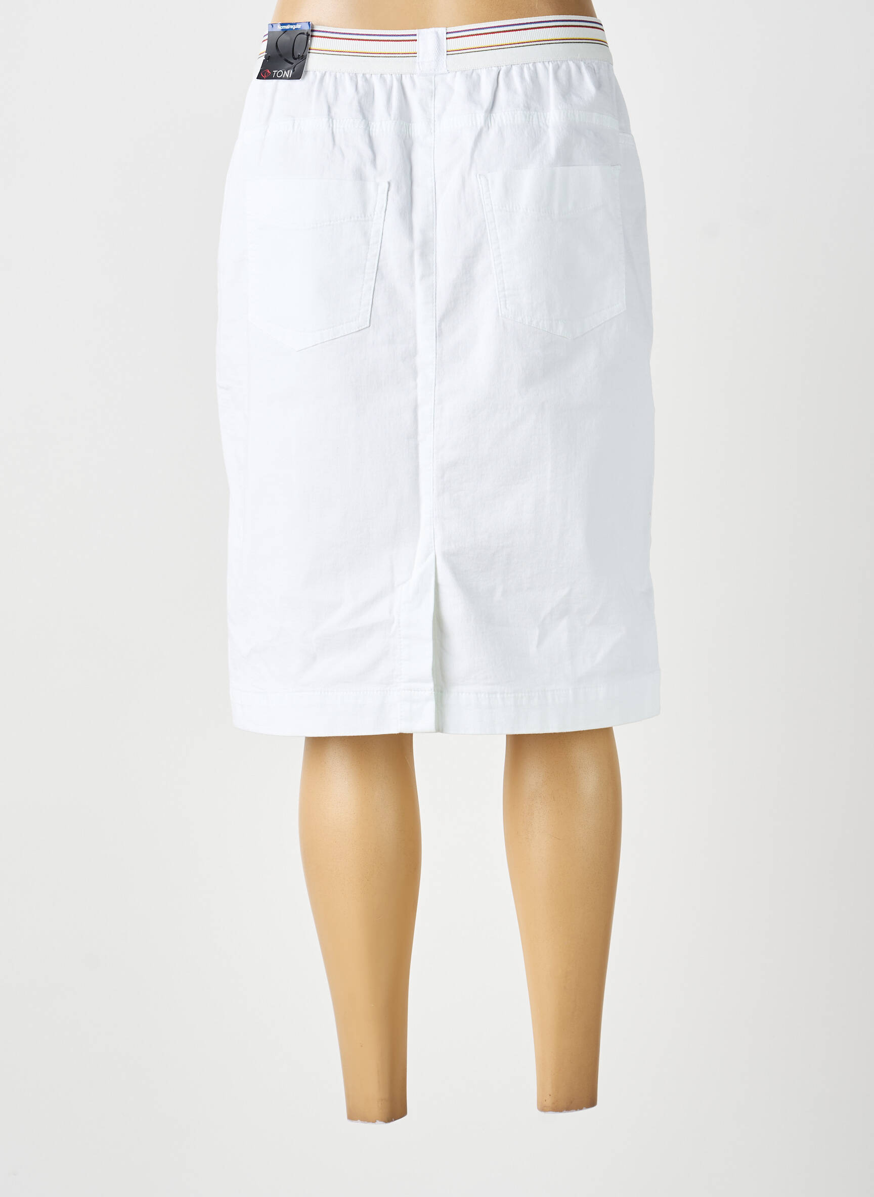 Jupe mi-longue stretch blanc TONI femme