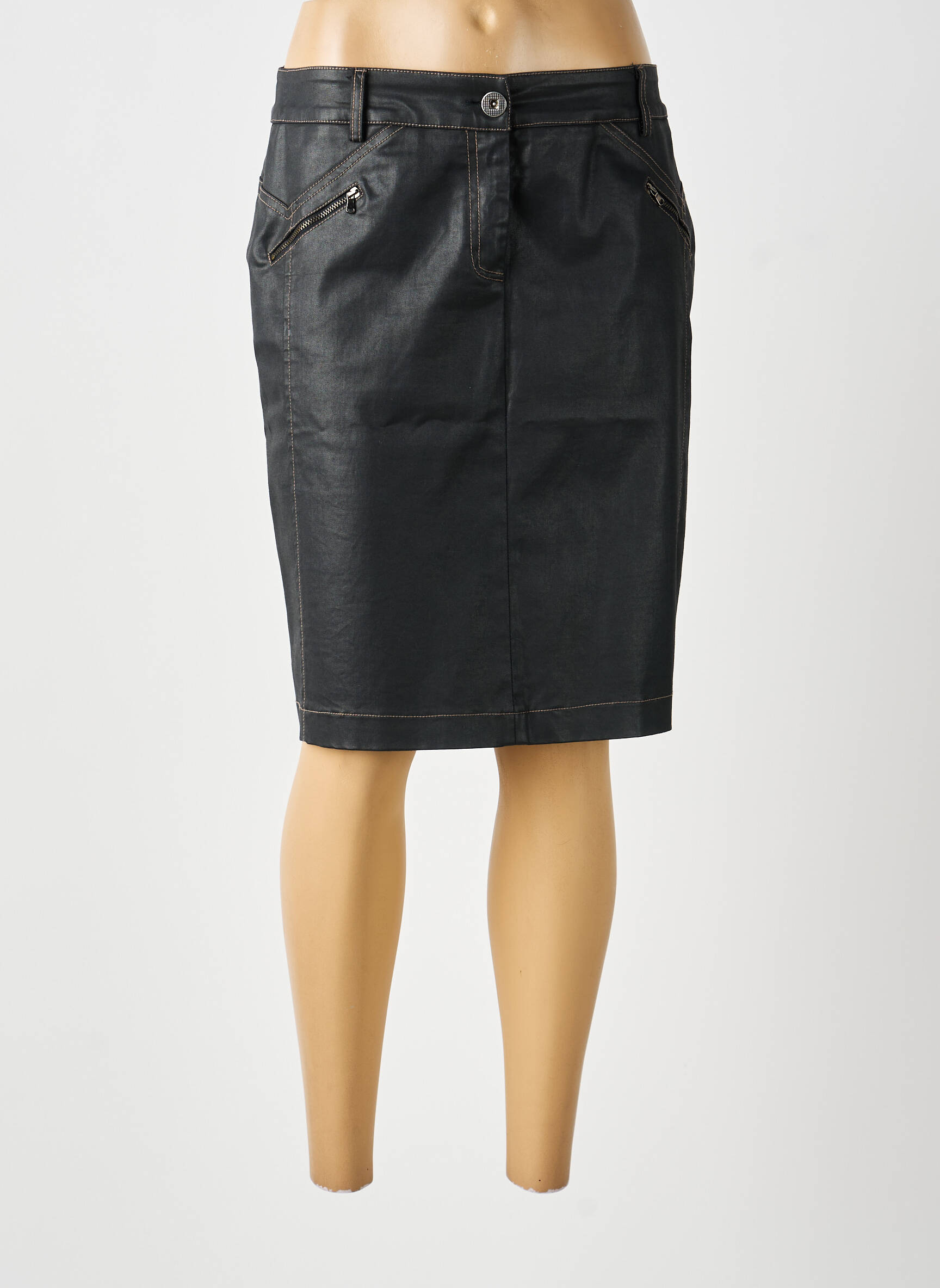Jupe mi-longue stretch noir ANDAMIO femme