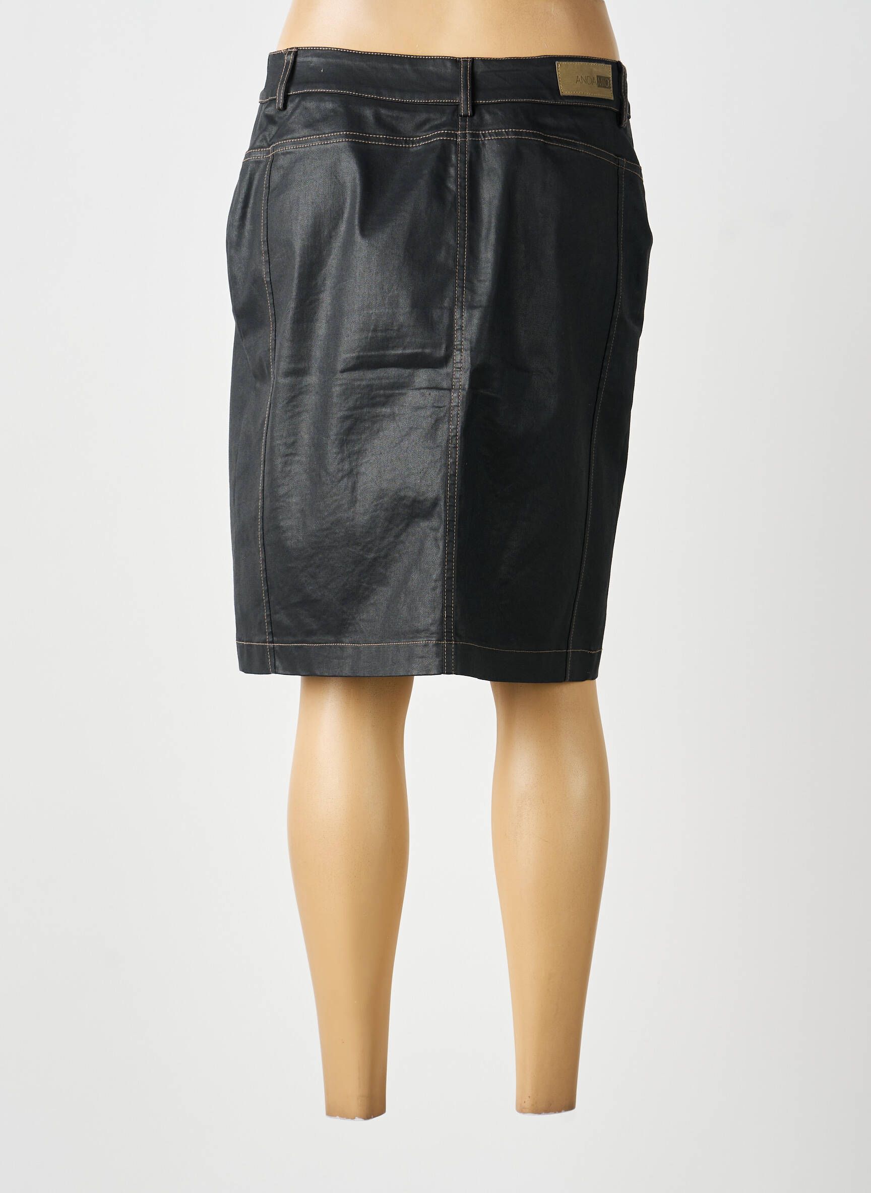 Jupe mi-longue stretch noir ANDAMIO femme