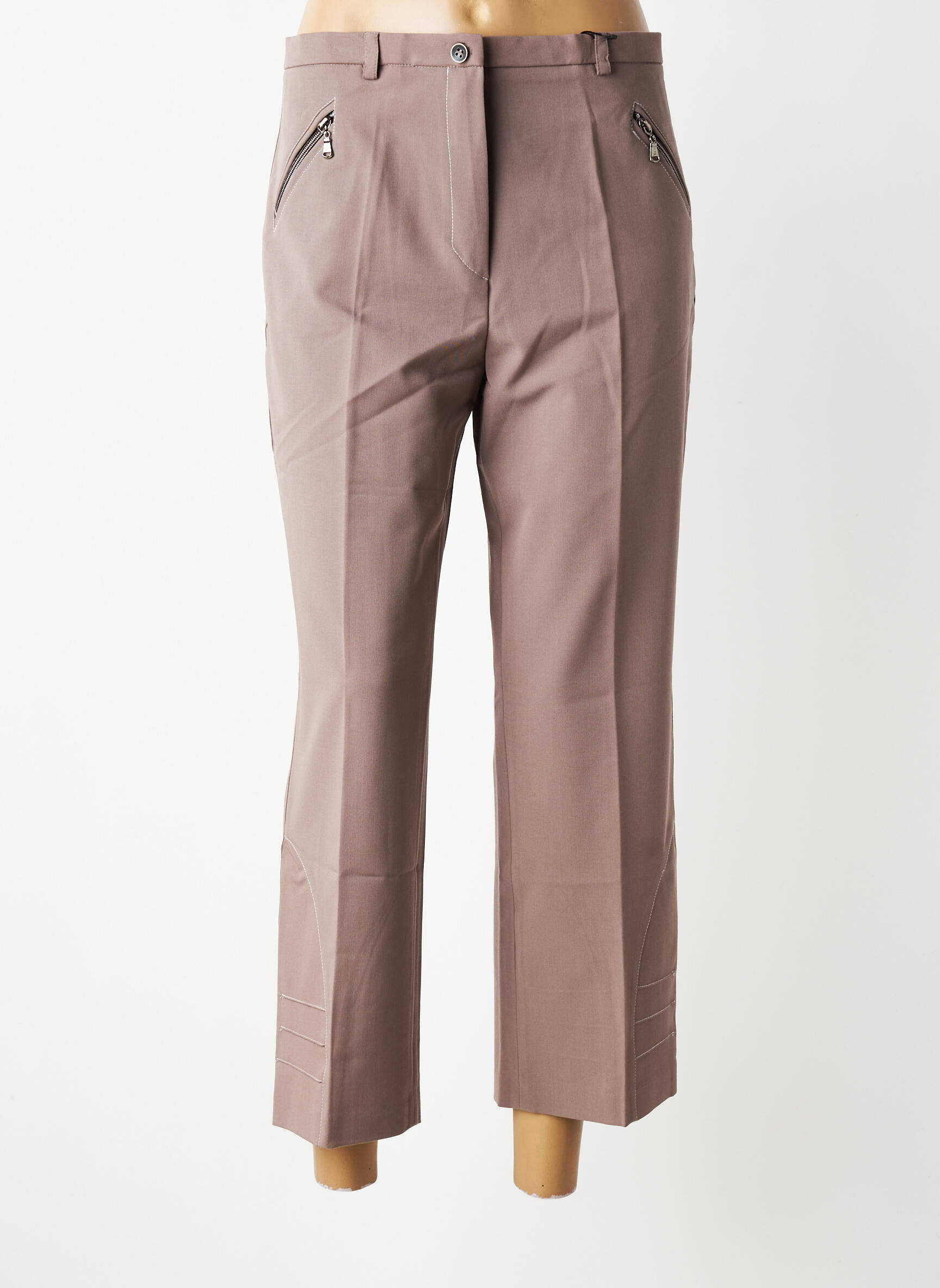 Pantalon 7/8 stretch taille normale marron MULTIPLES femme