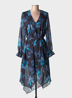 Robe mi-longue coupe fluide manches longues bleu LPB LES PETITES BOMBES  femme