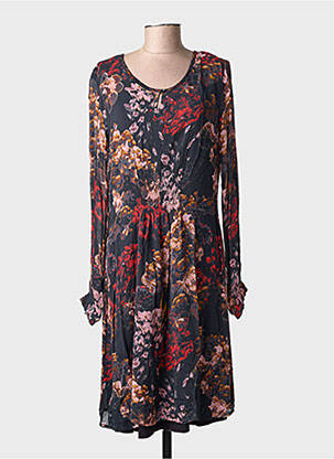 Robe mi-longue imprimé fantaisie manches longues gris CREAM femme