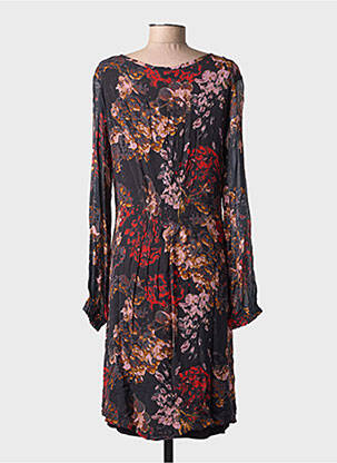 Robe mi-longue imprimé fantaisie manches longues gris CREAM femme