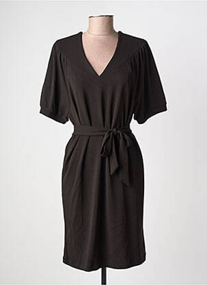 Robe mi-longue manches courtes manches courtes noir GARCIA femme