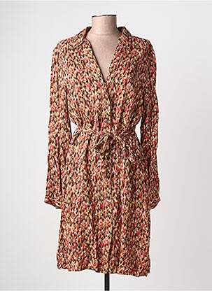 Robe mi-longue imprimé fantaisie manches longues rose GARCIA femme