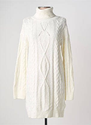 Robe pull coupe droite manches longues blanc CREAM femme