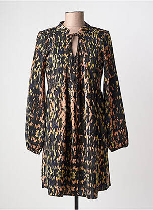 Robe mi-longue imprimé fantaisie manches longues noir MOLLY BRACKEN femme