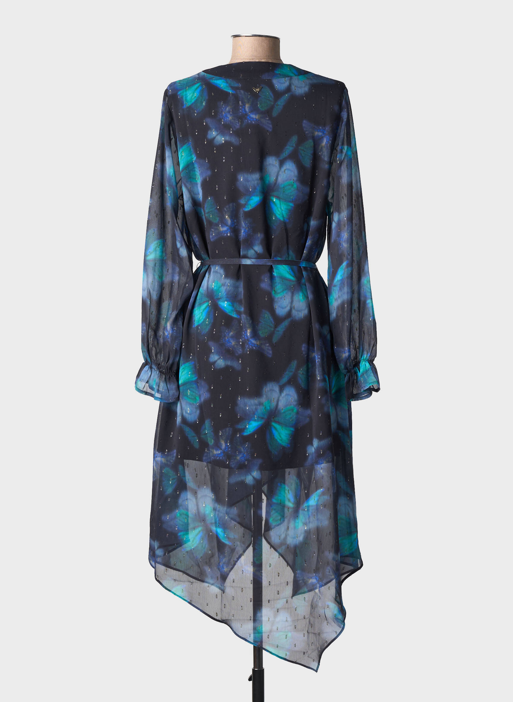 Robe mi-longue coupe fluide manches longues bleu LPB LES PETITES BOMBES  femme