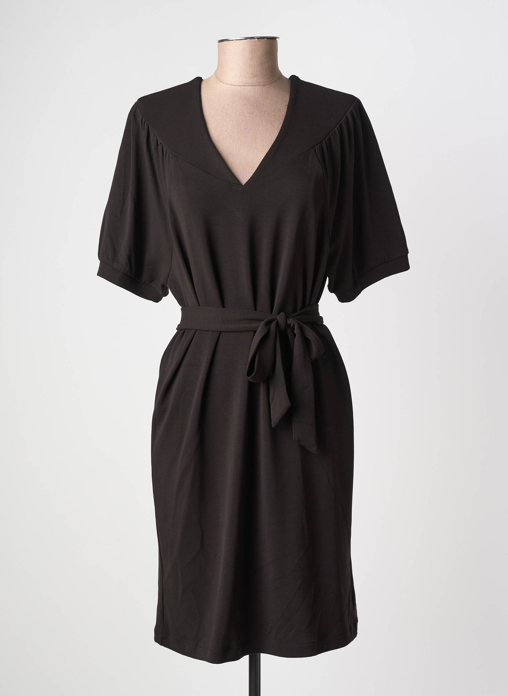 Robe mi-longue manches courtes manches courtes noir GARCIA femme