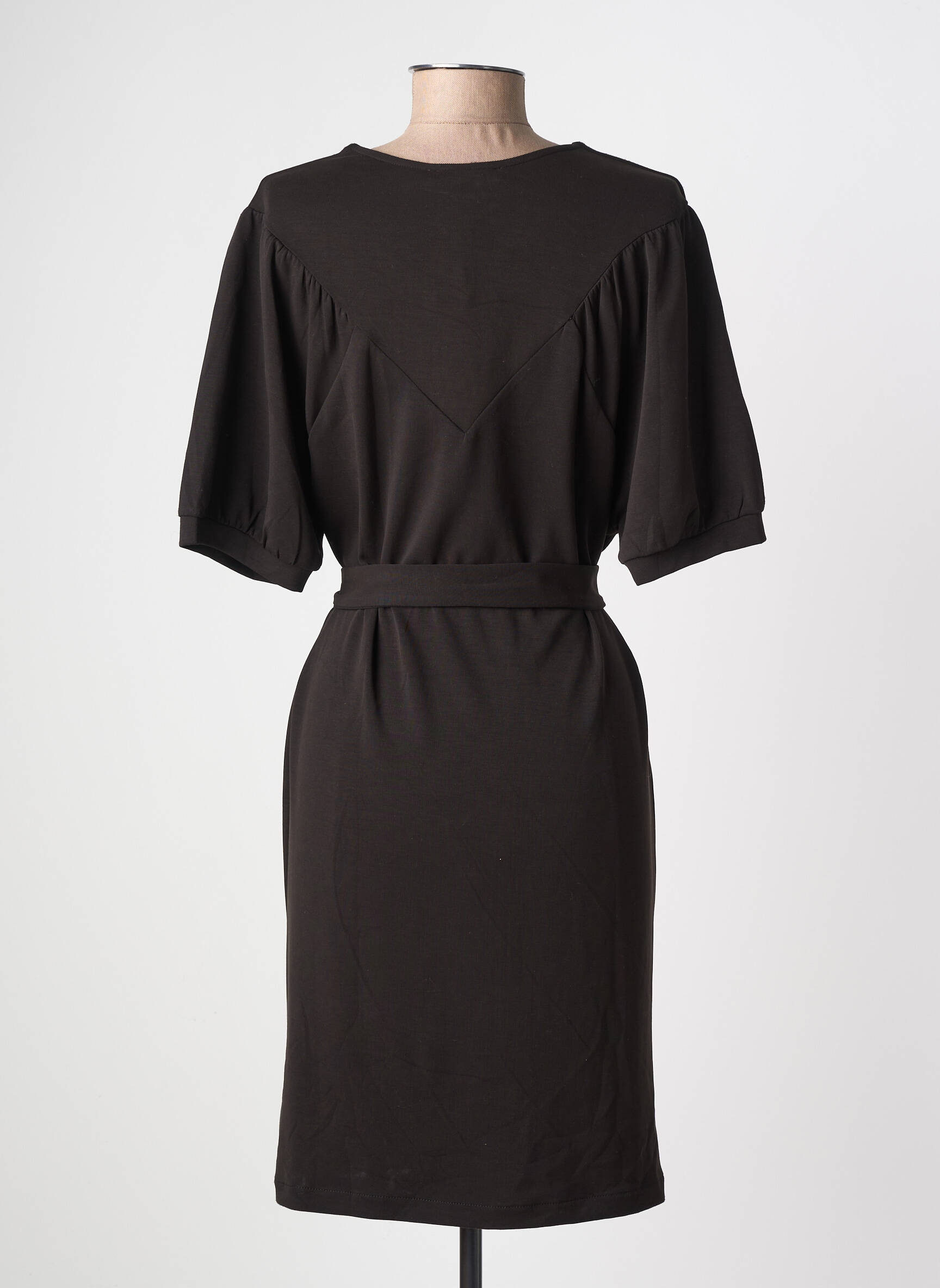 Robe mi-longue manches courtes manches courtes noir GARCIA femme