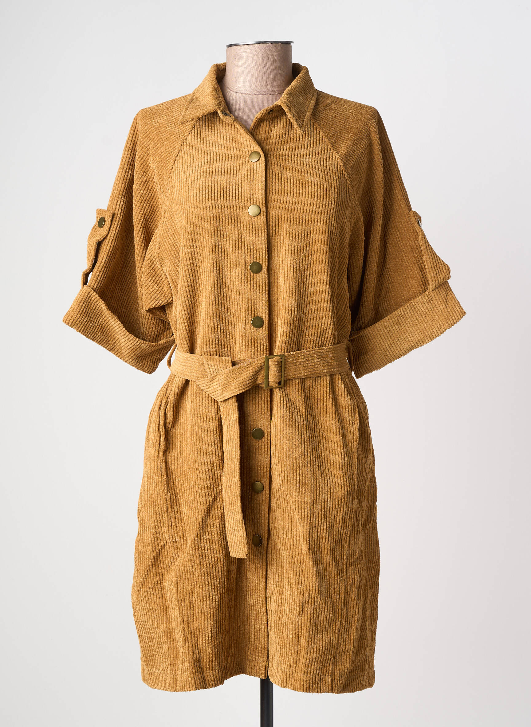 Robe mi-longue manches courtes manches courtes marron MOLLY BRACKEN femme