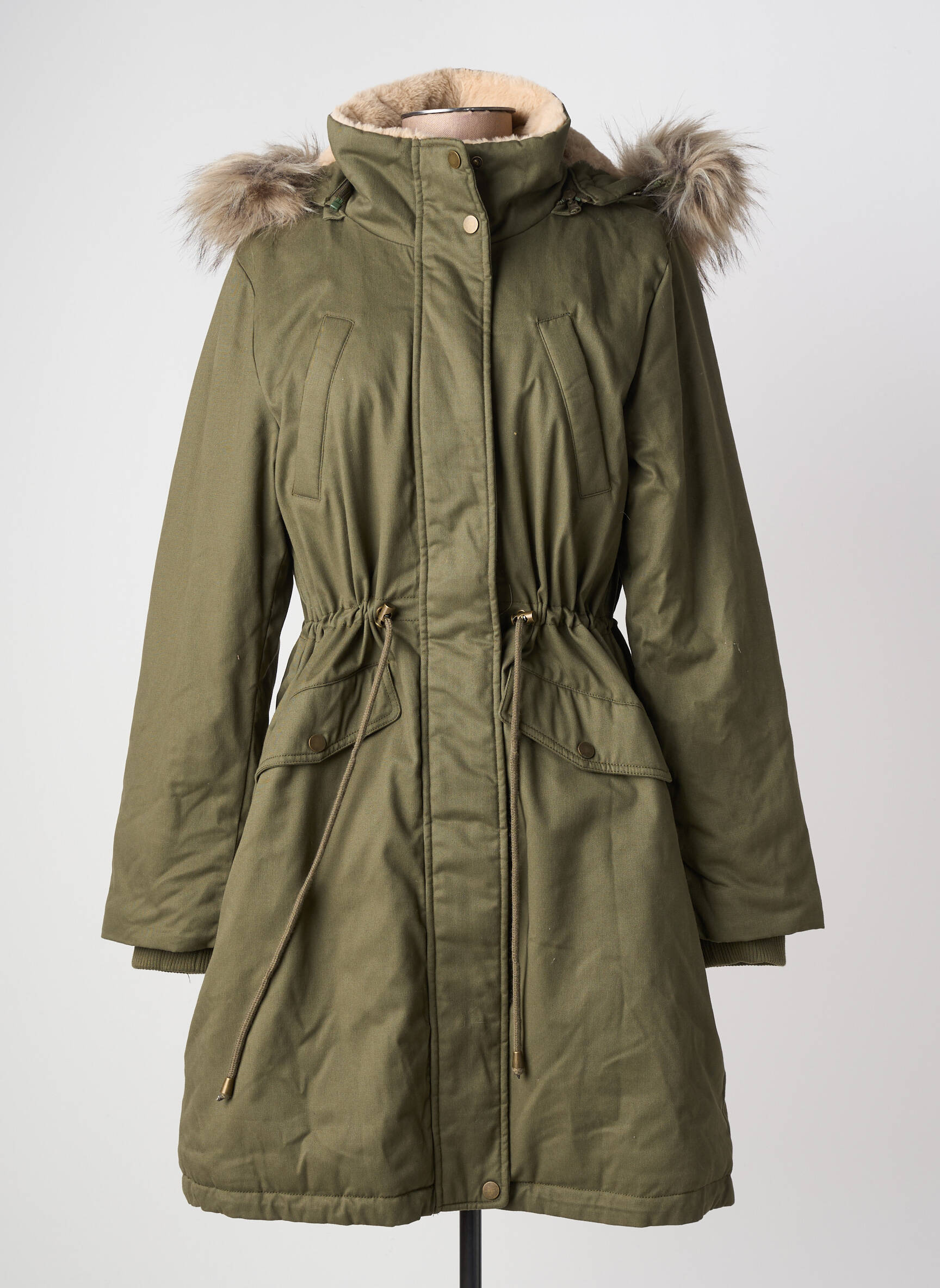 Parka finition intérieure doublure polaire a capuche vert CREAM femme