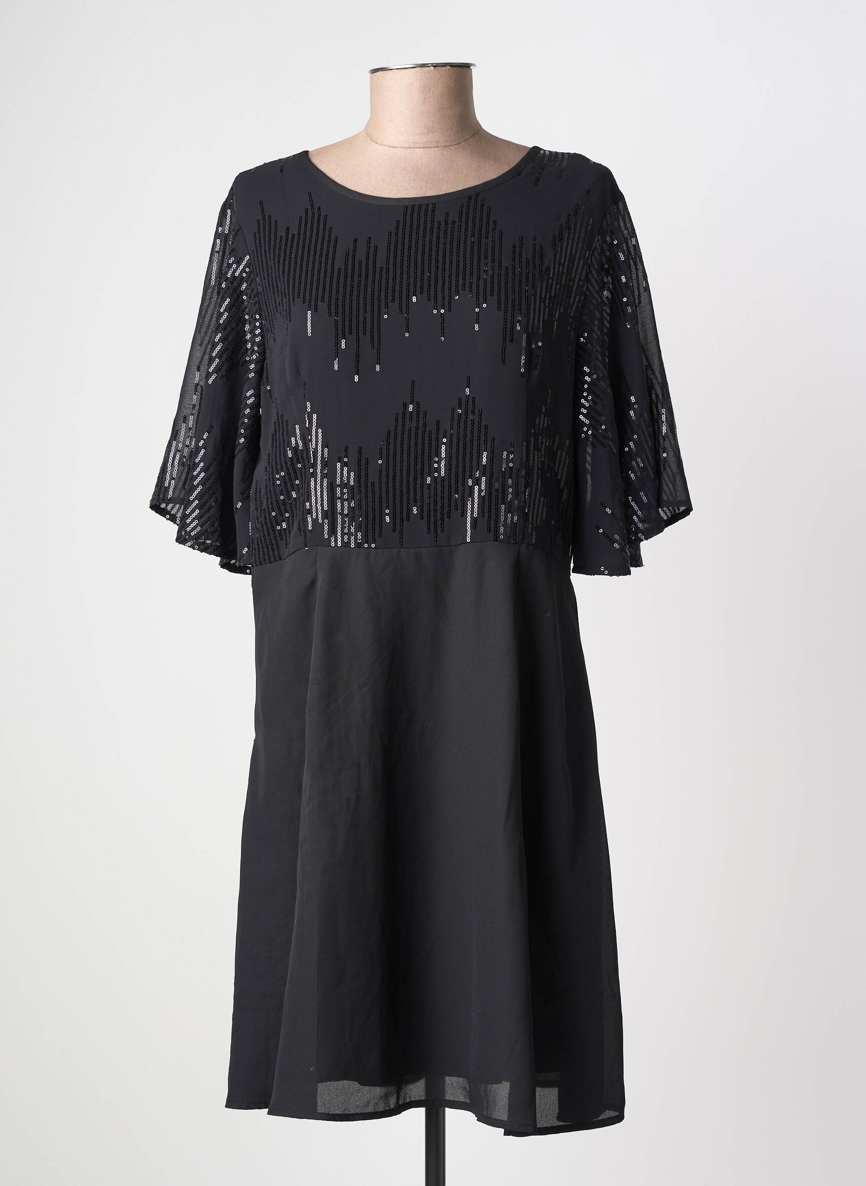Robe courte manches longues manches longues noir MOLLY BRACKEN femme