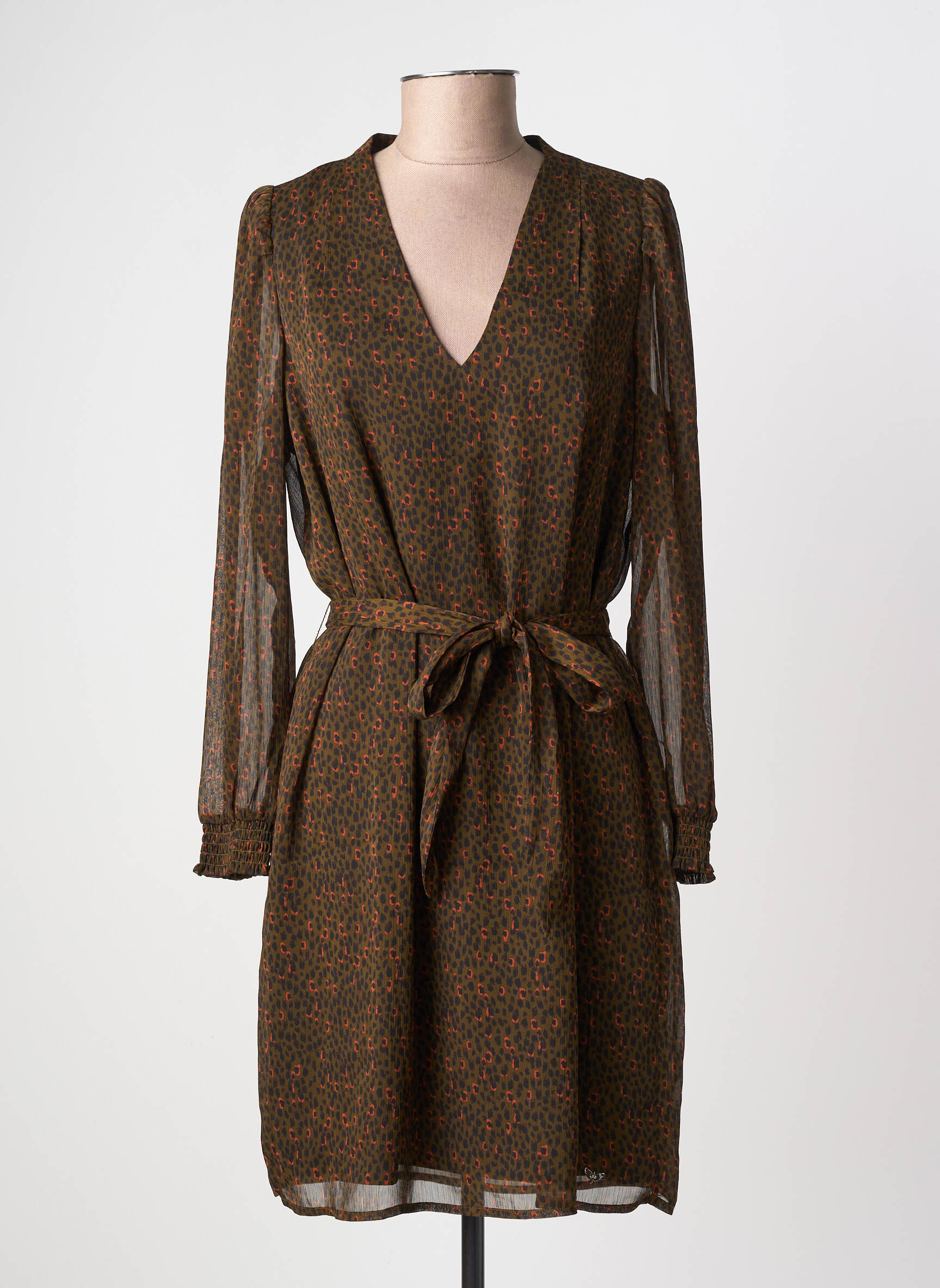 Robe courte coupe fluide manches longues vert LPB LES PETITES BOMBES  femme