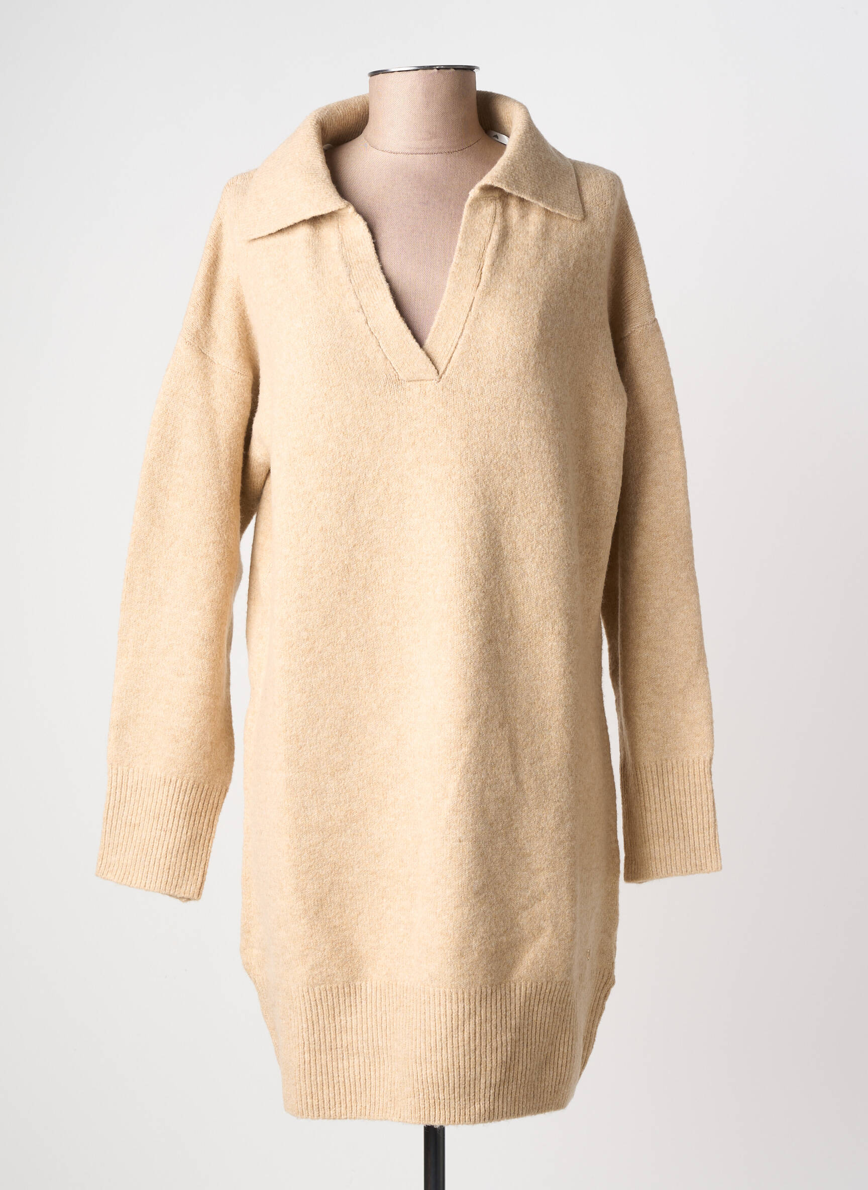 Robe pull coupe droite manches longues beige LPB LES PETITES BOMBES  femme