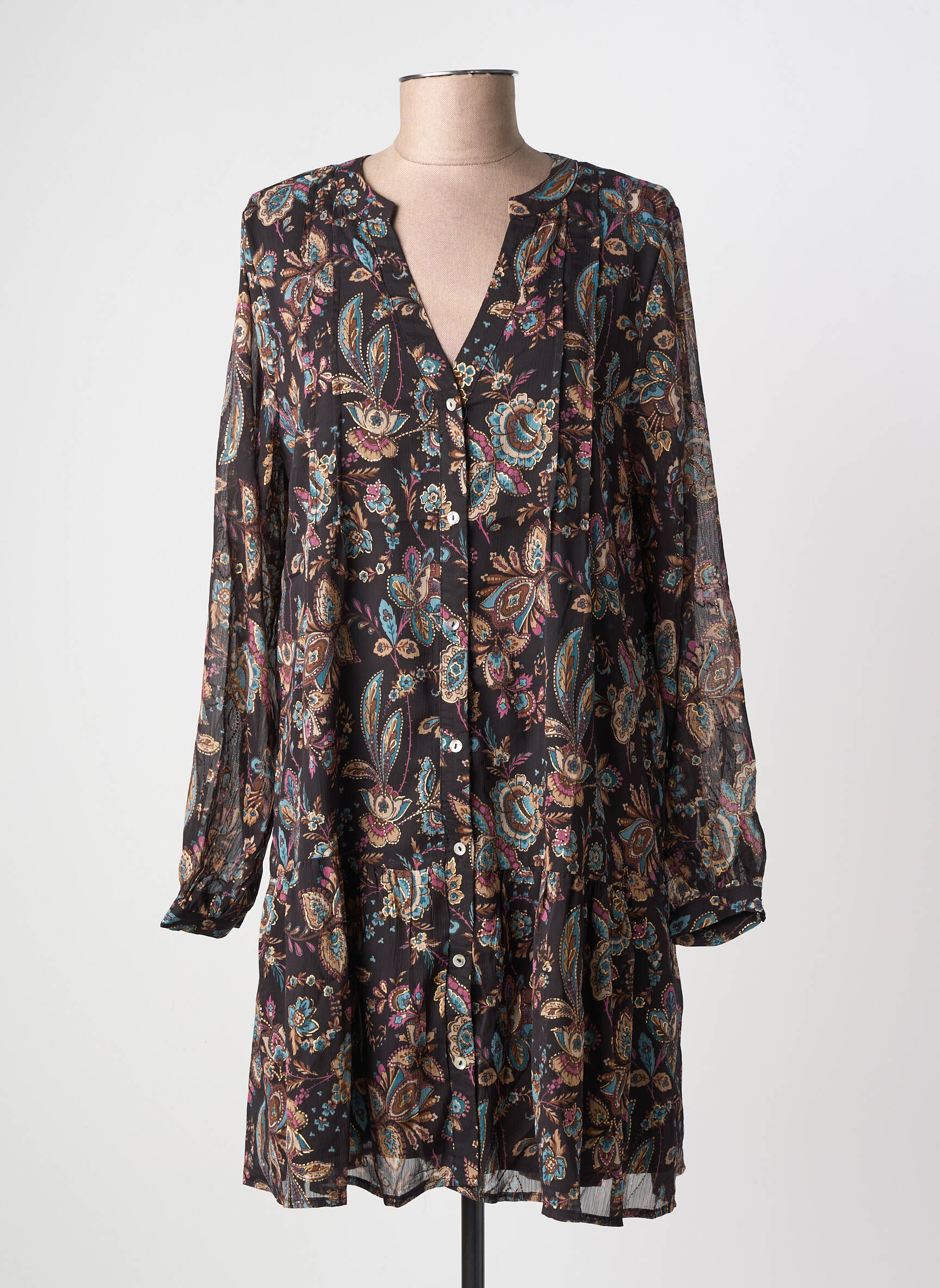 Robe courte manches longues manches longues noir MOLLY BRACKEN femme