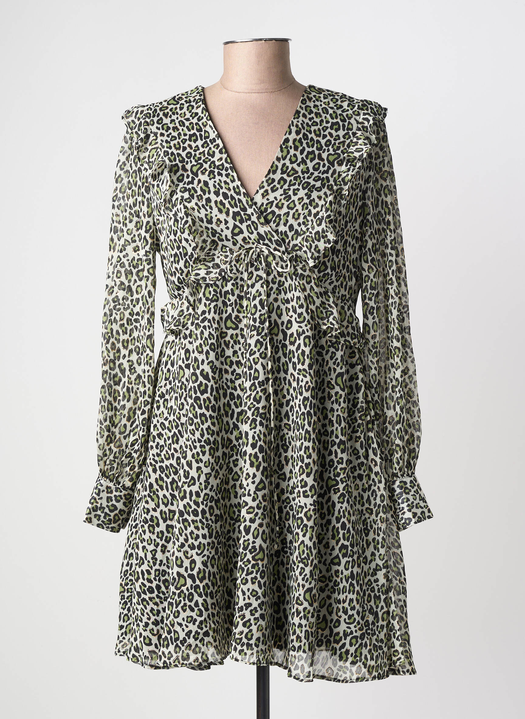 Robe courte manches longues manches longues vert LILI SIDONIO femme