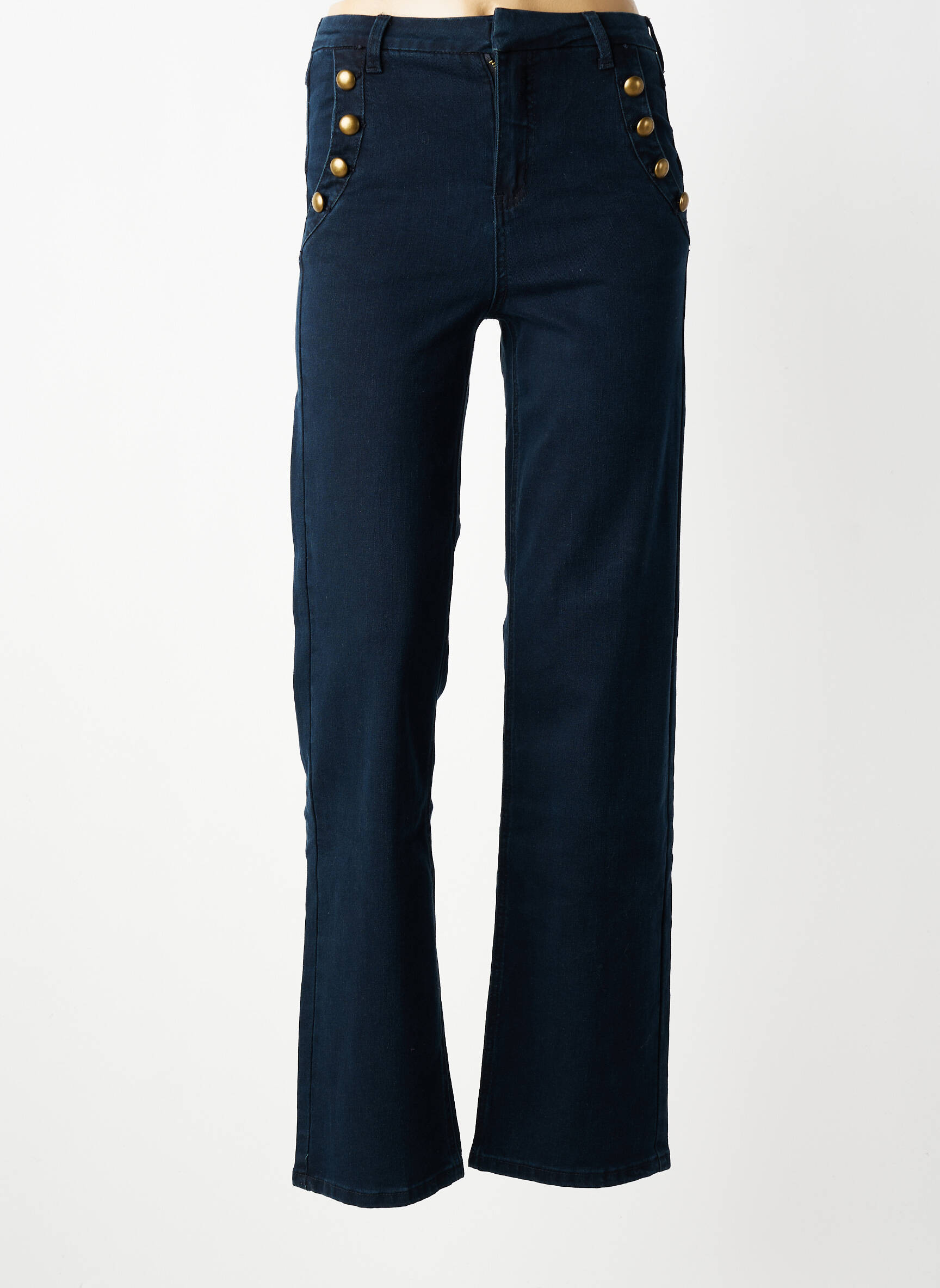 Jeans coupe droite taille haute taille haute bleu CREAM femme