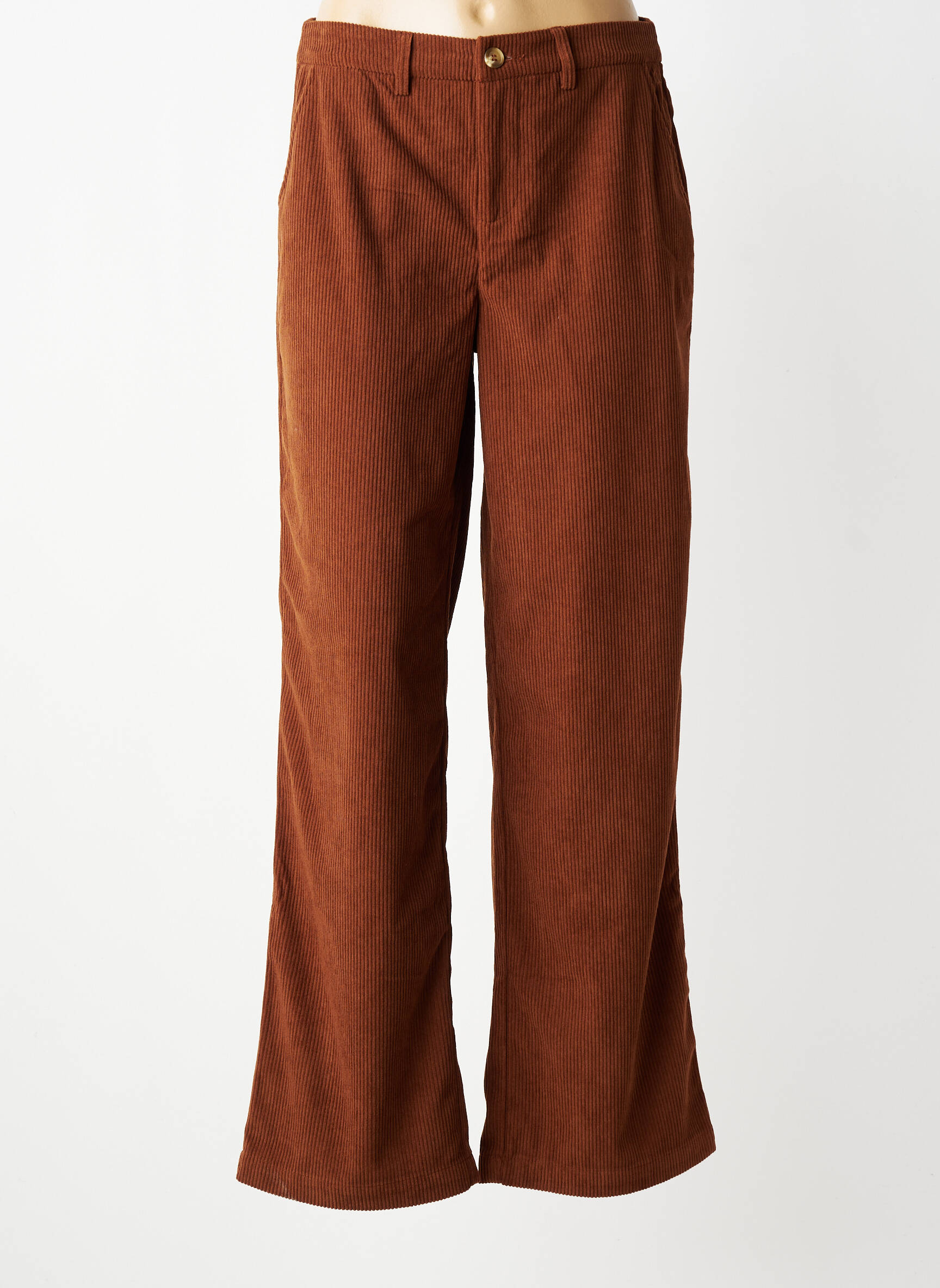 Pantalon droit stretch taille haute marron CREAM femme