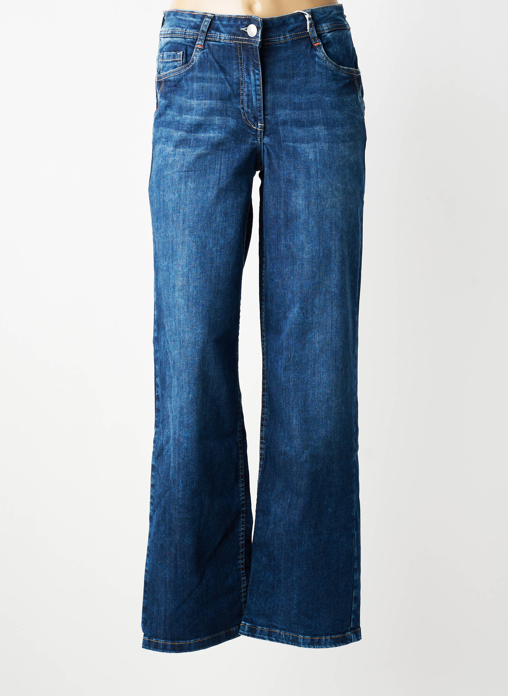 Jeans coupe large stretch taille haute bleu CECIL femme